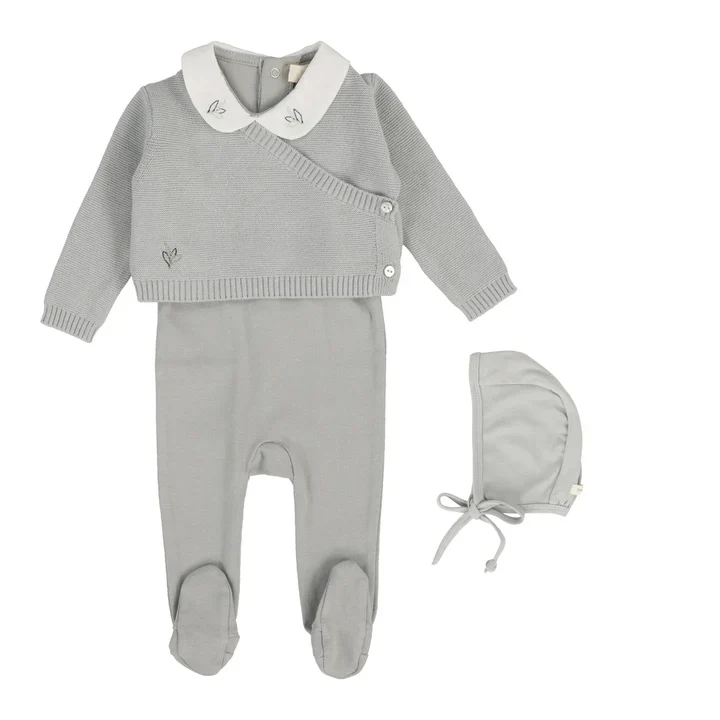 Lilette Knit Wrap Sleeveless Footie Set - Soft Blue