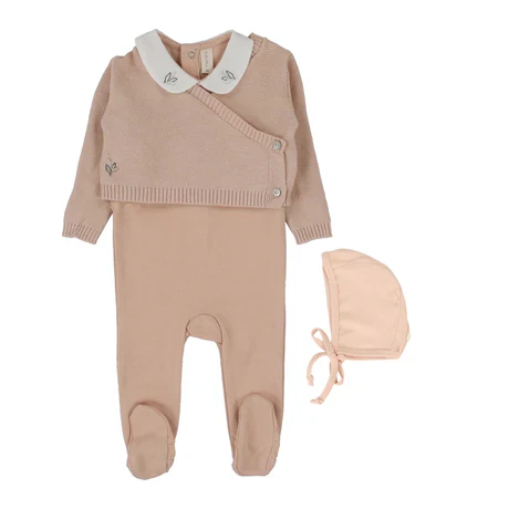 Lilette Knit Wrap Sleeveless Footie Set - Soft Pink