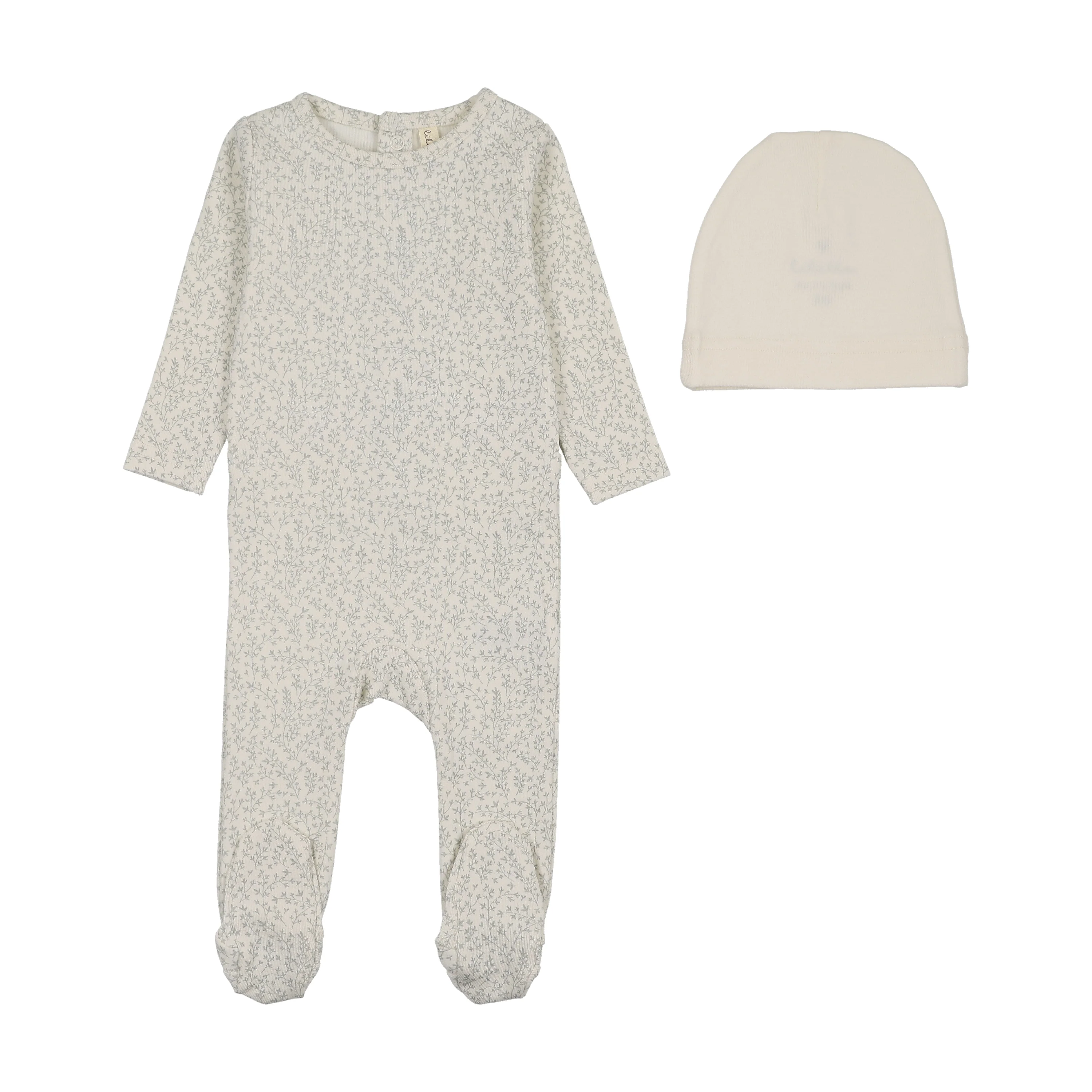 Lilette Leaf Trail And Hat Set - Cream/Blue