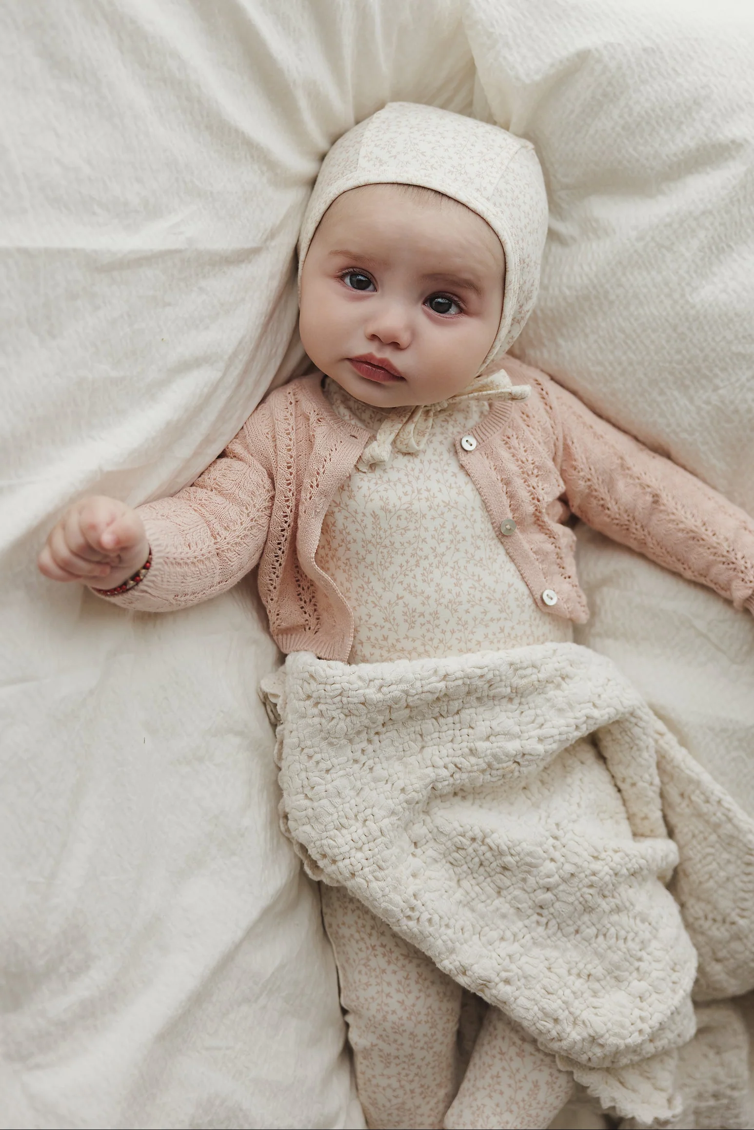 Lilette Leaf Trail Layette Set - Cream/Pink - Image 2