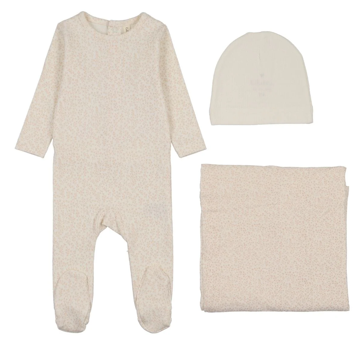 Lilette Leaf Trail Layette Set - Cream/Pink