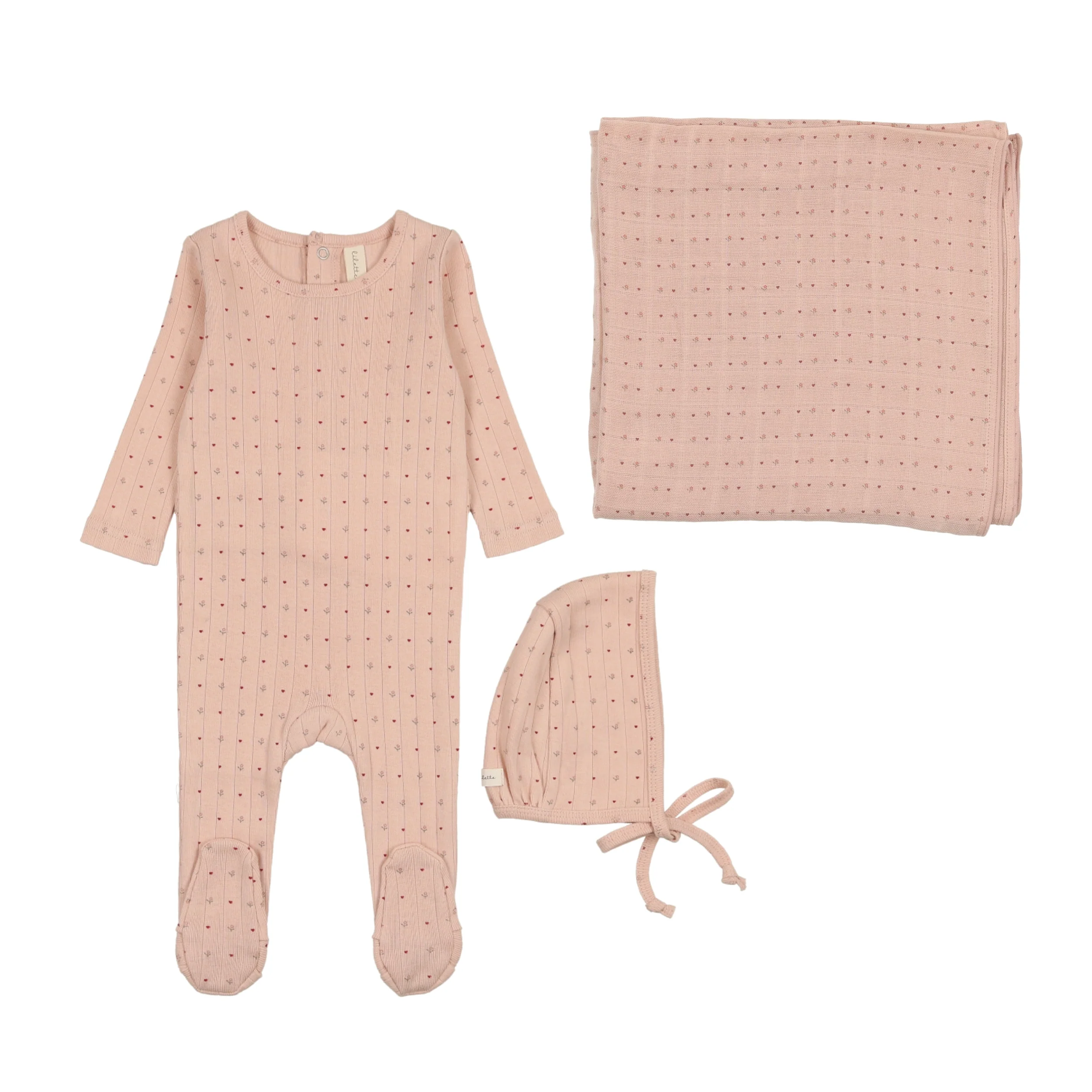 Lilette Linear Printed 3PC Set - Shell Pink
