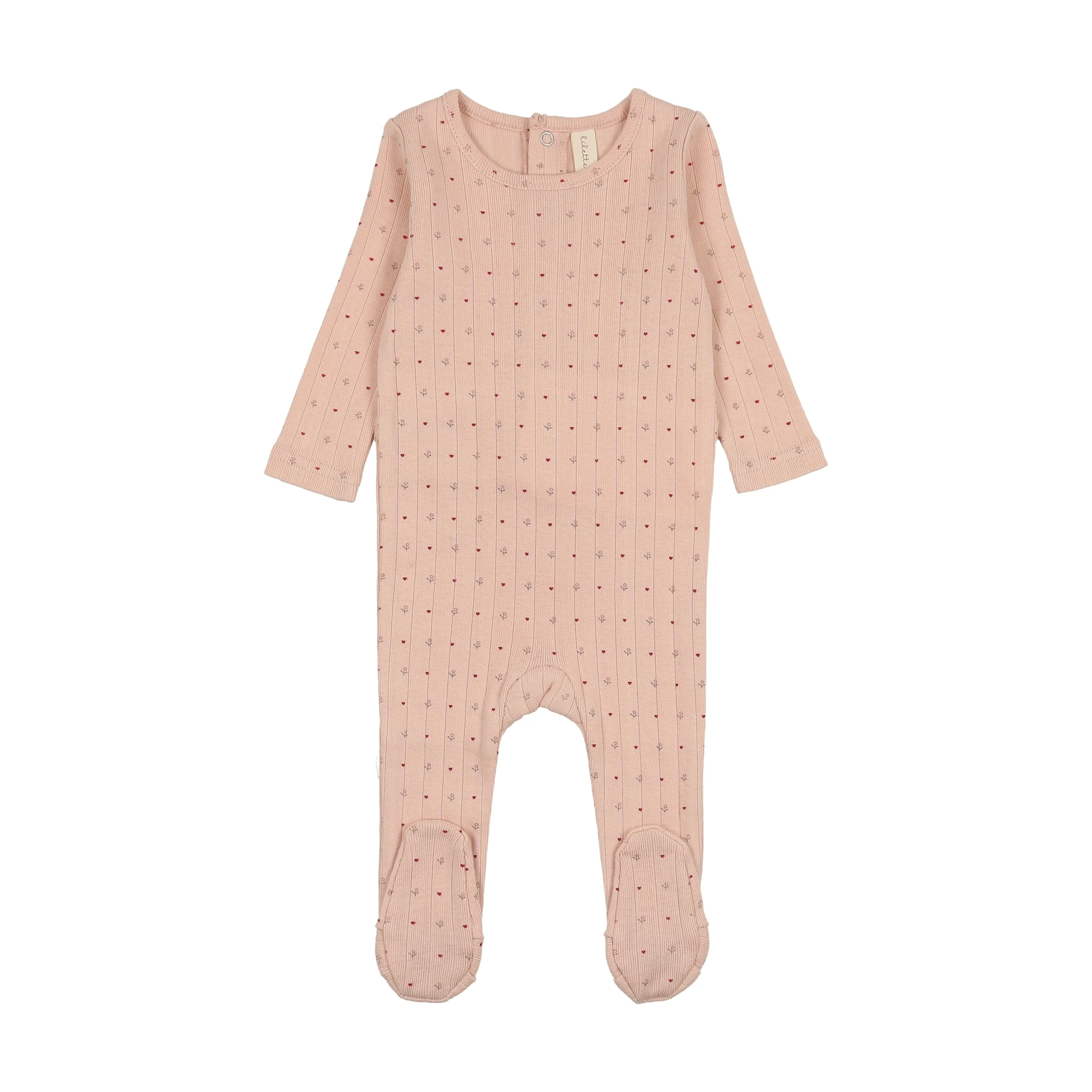 Lilette Linear Printed Footie - Shell Pink