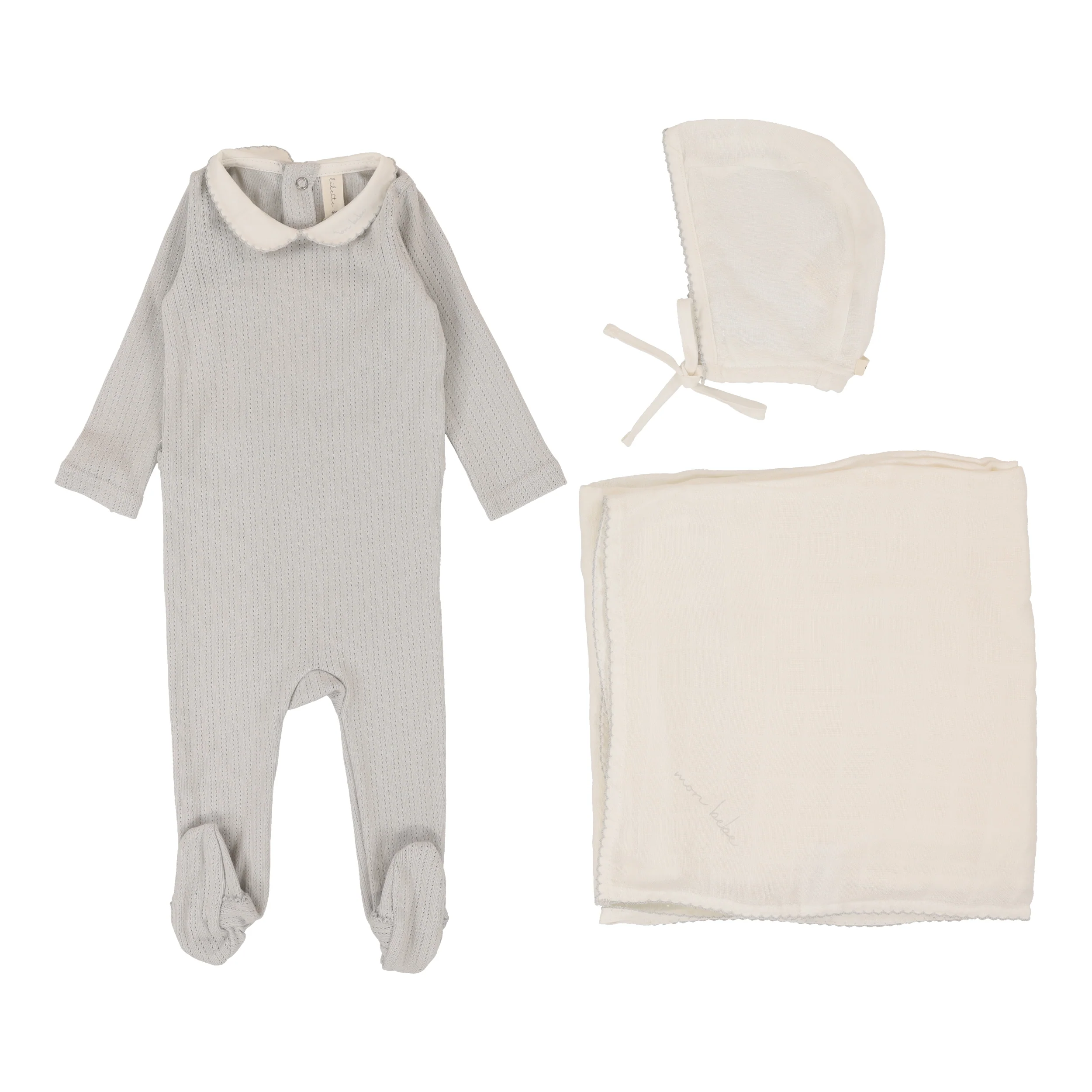 Lilette Edged Collar 3PC Set - Light Blue