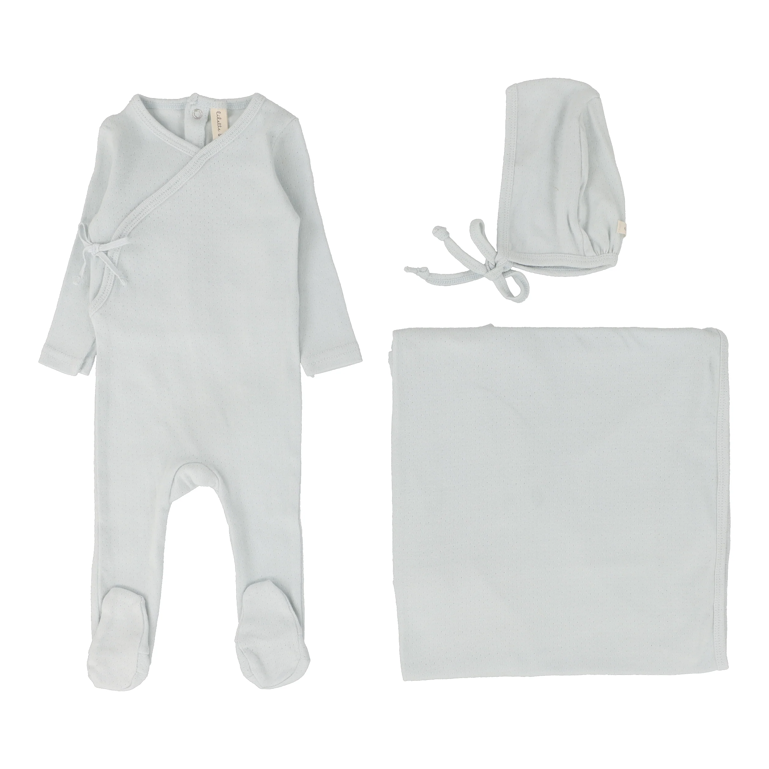 Lilette Pinpoint Wrapover 3PC Set - Sky Blue
