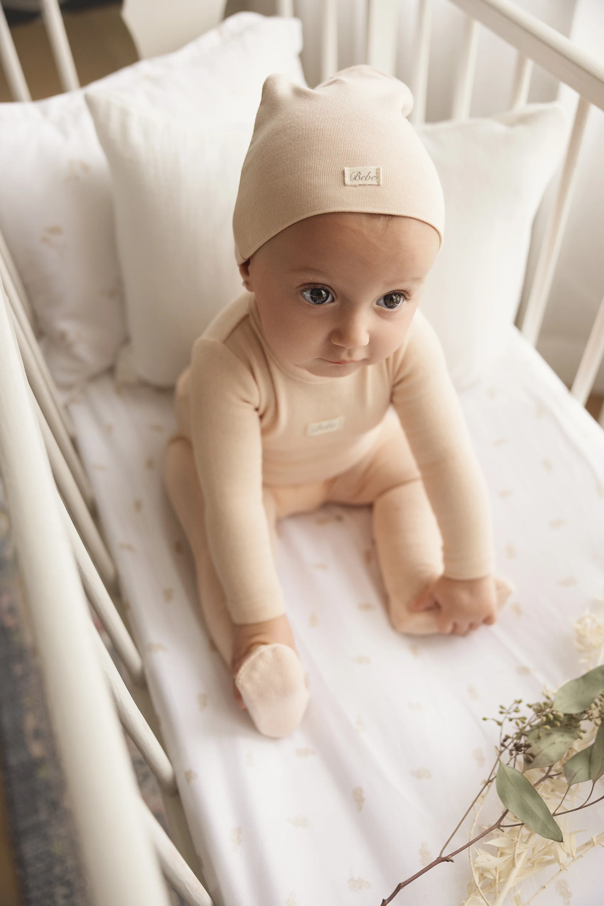 Lilette Pointelle Bebe Footie & Beanie - Shell Pink - Image 2