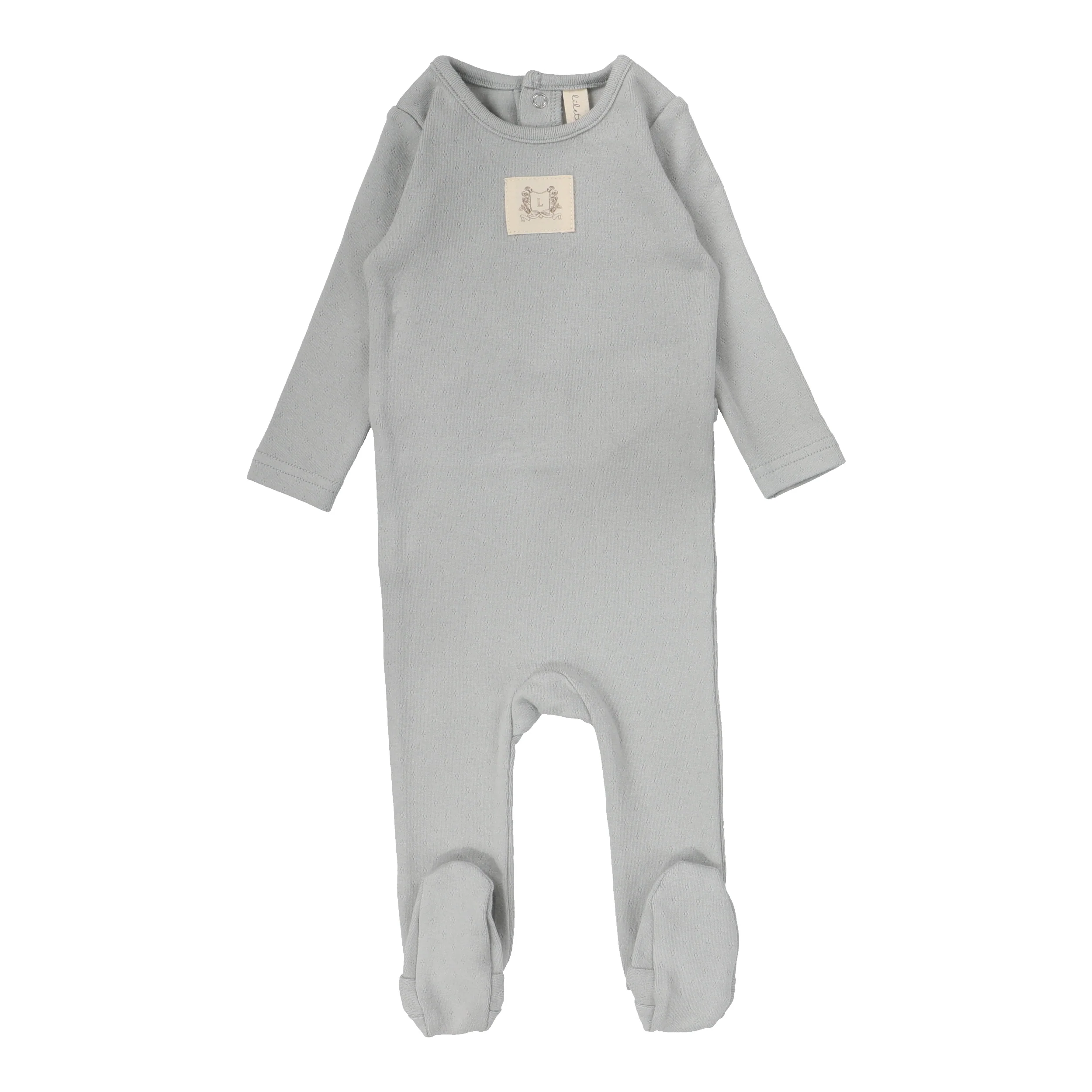 Lilette Pointelle Emblem Footie - Light Blue