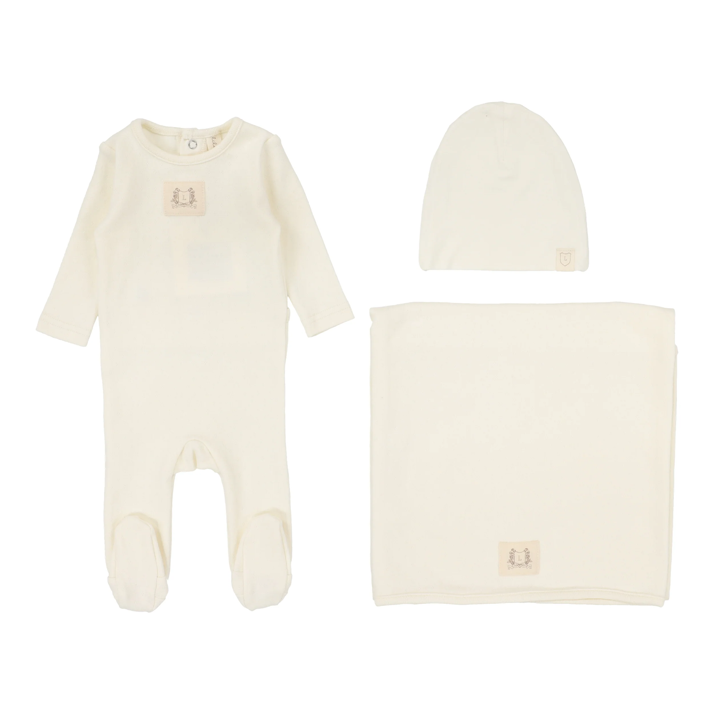 Lilette Pointelle Emblem Layette Set - Cream