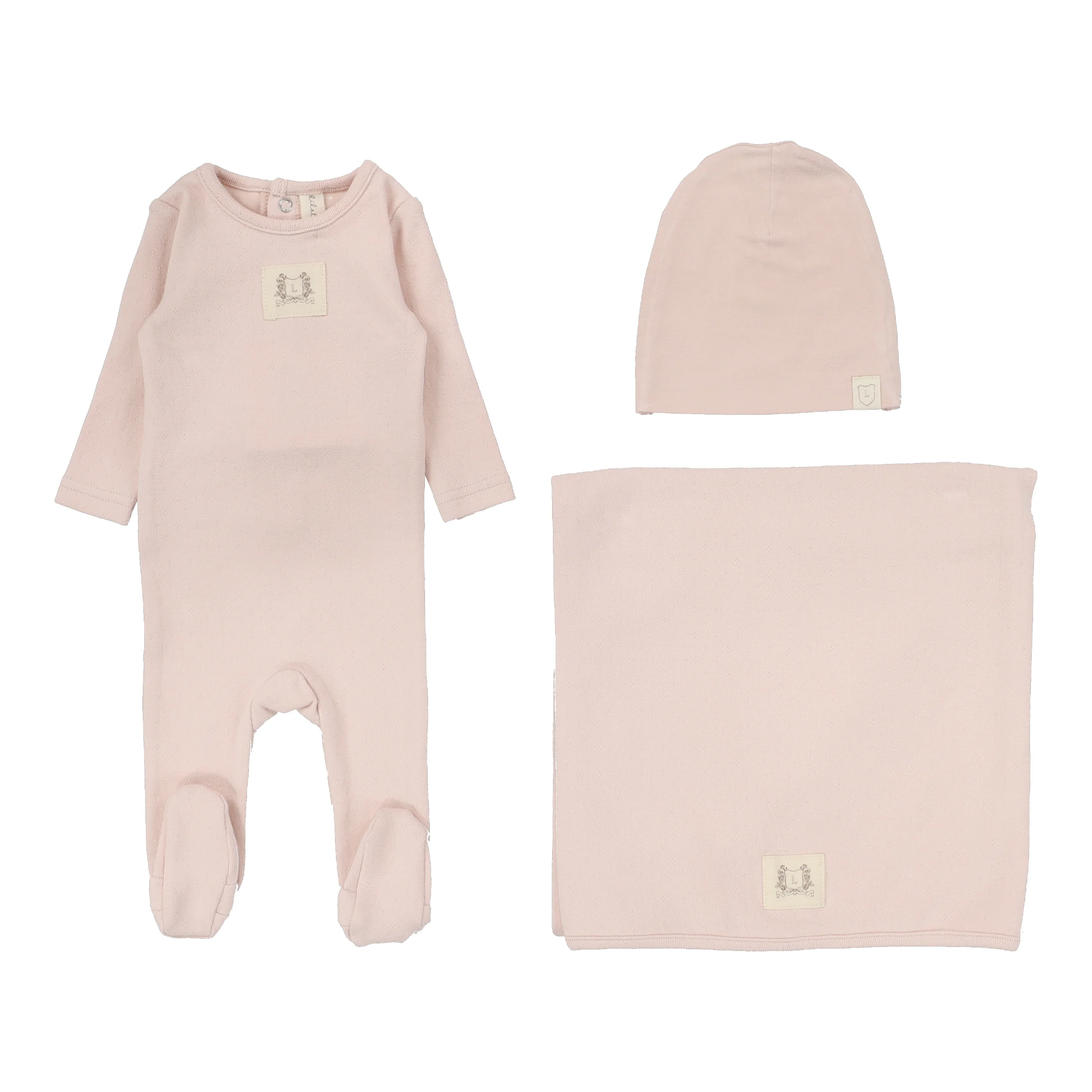 Lilette Pointelle Emblem Layette Set - Soft Pink