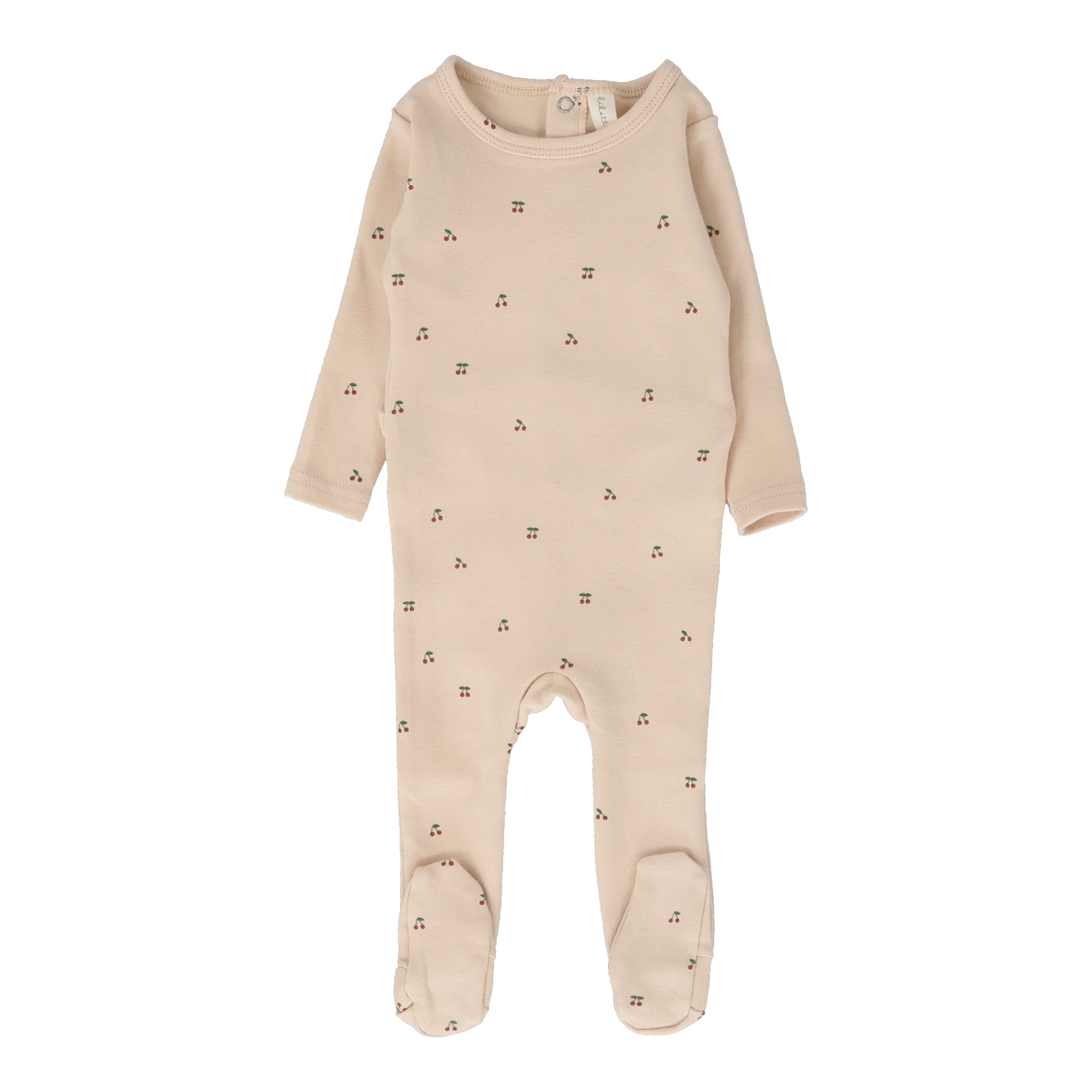 Lilette Scattered Cherry Footie - Pale Peach Base