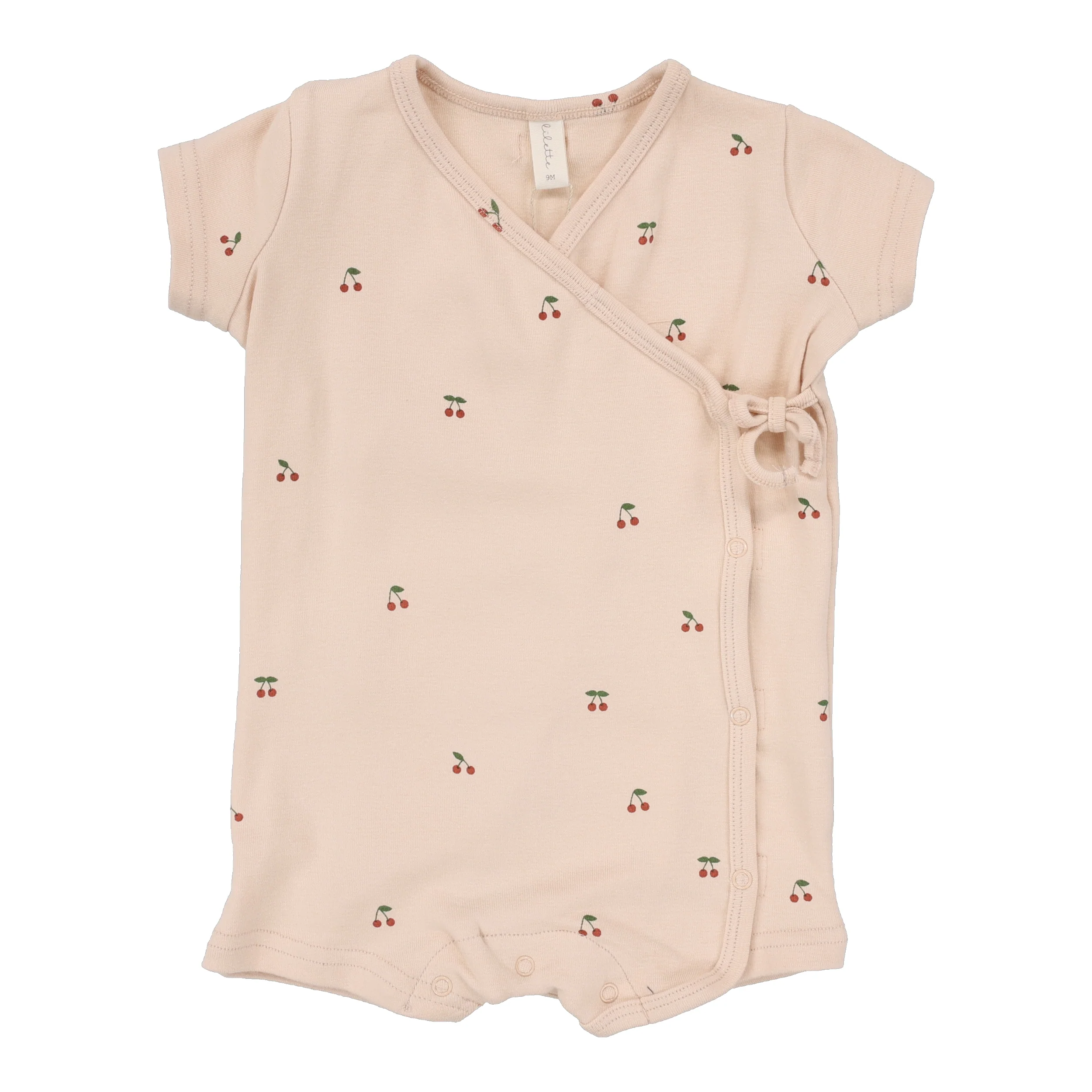 Lilette Scattered Cherry Romper - Pale Peach Base