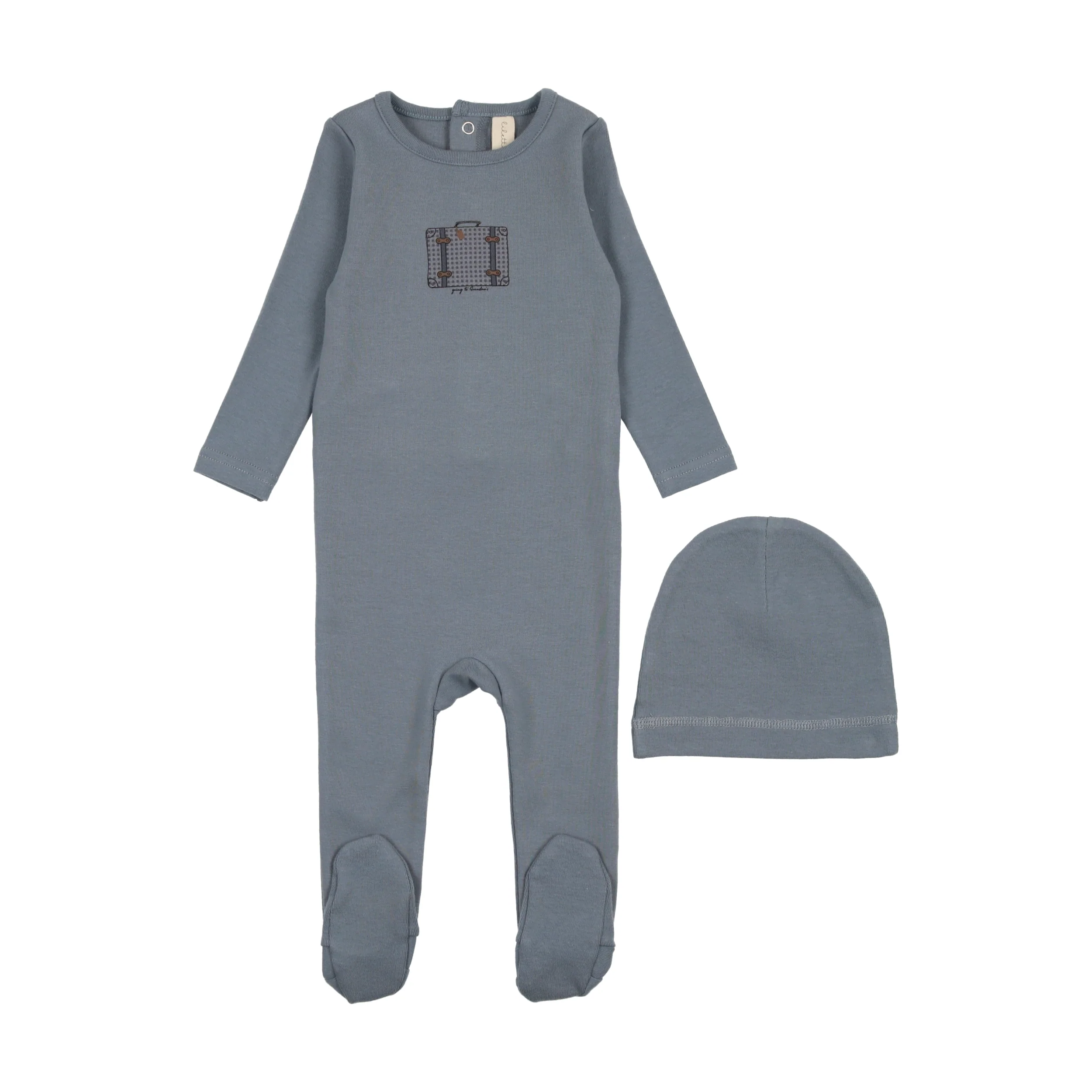 Lilette Suitcase Footie & Beanie - Slate