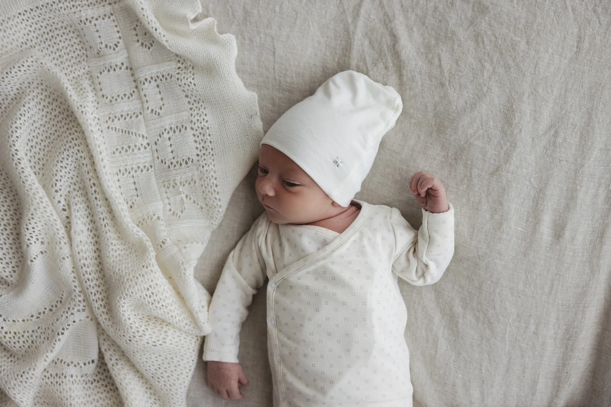 Lilette Take Me Home Clover Footie And Hat Set - Cream/Pale Blue - Image 3