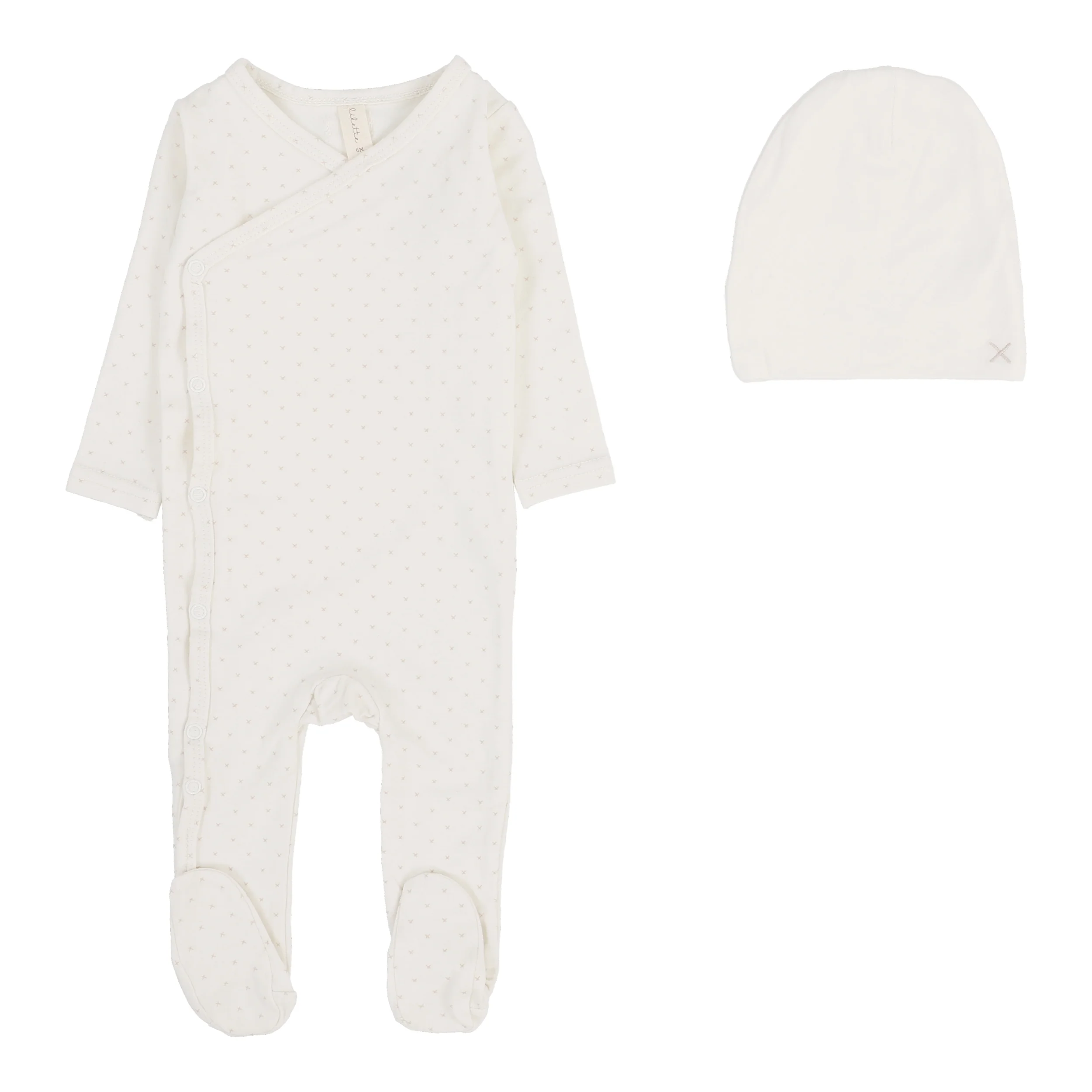 Lilette Take Me Home X Print Footie And Hat - Cream/Pink