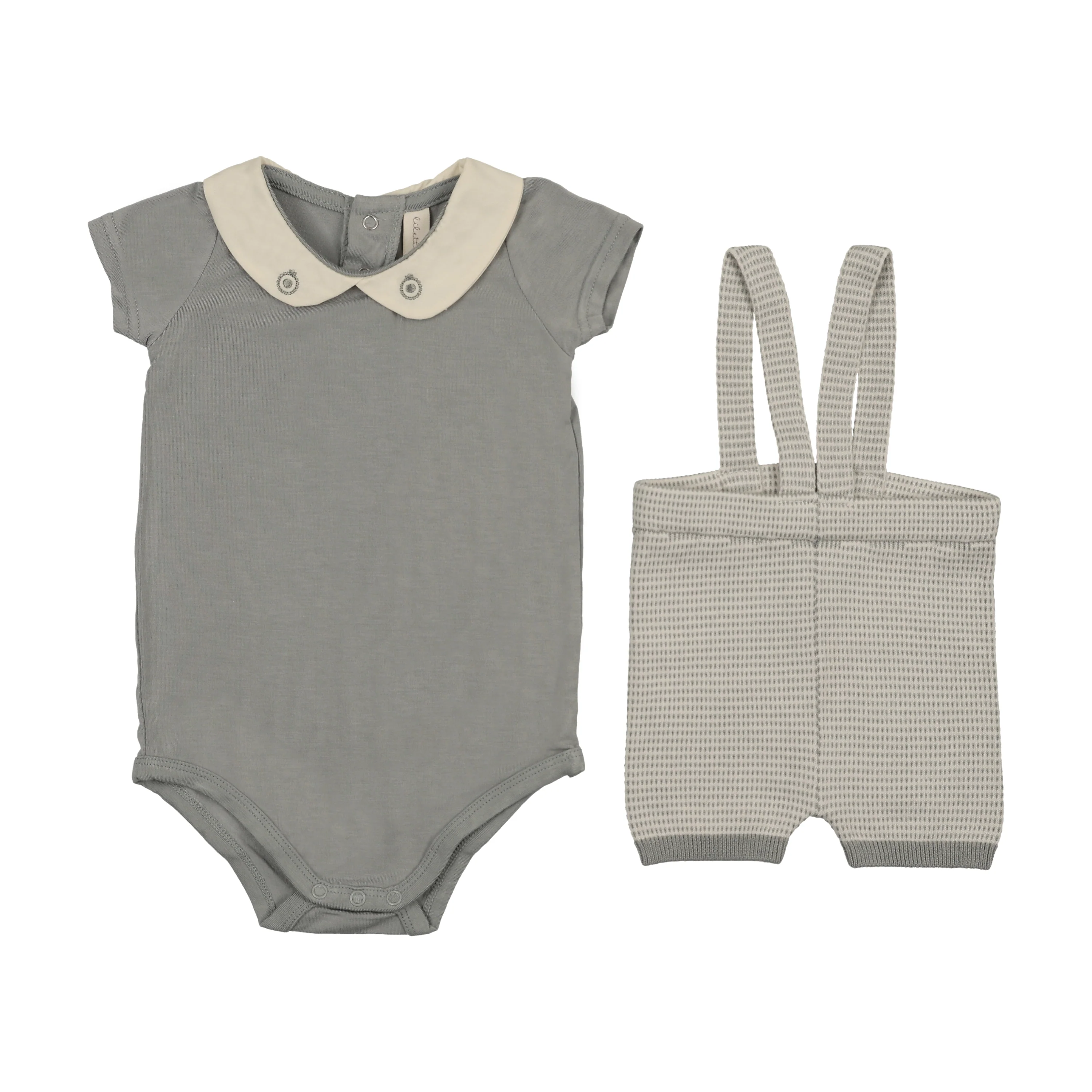 Lilette Two Tone Knit Suspender Set - Light Blue