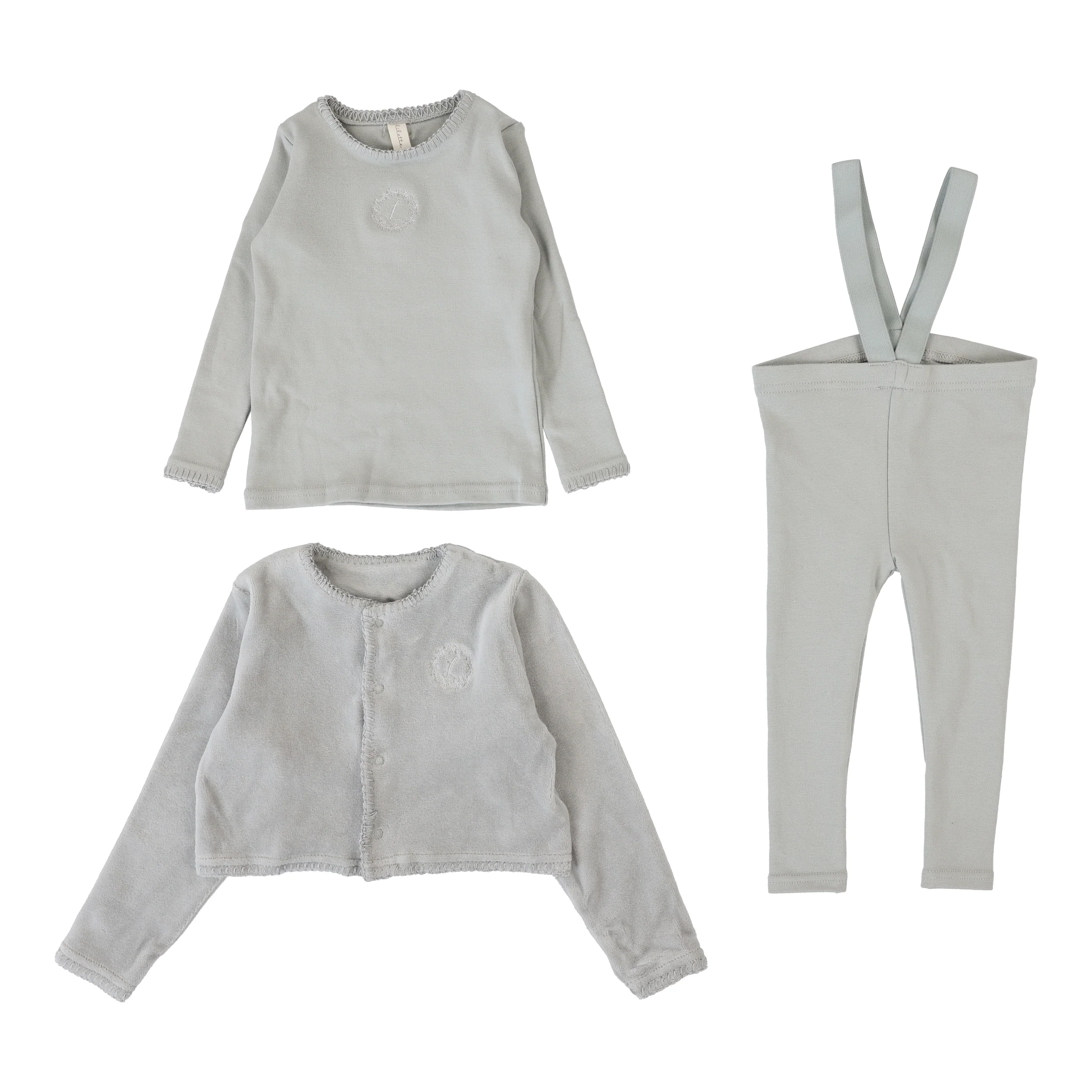 Lilette Velour Cardi Lounge Set - Dusty Blue