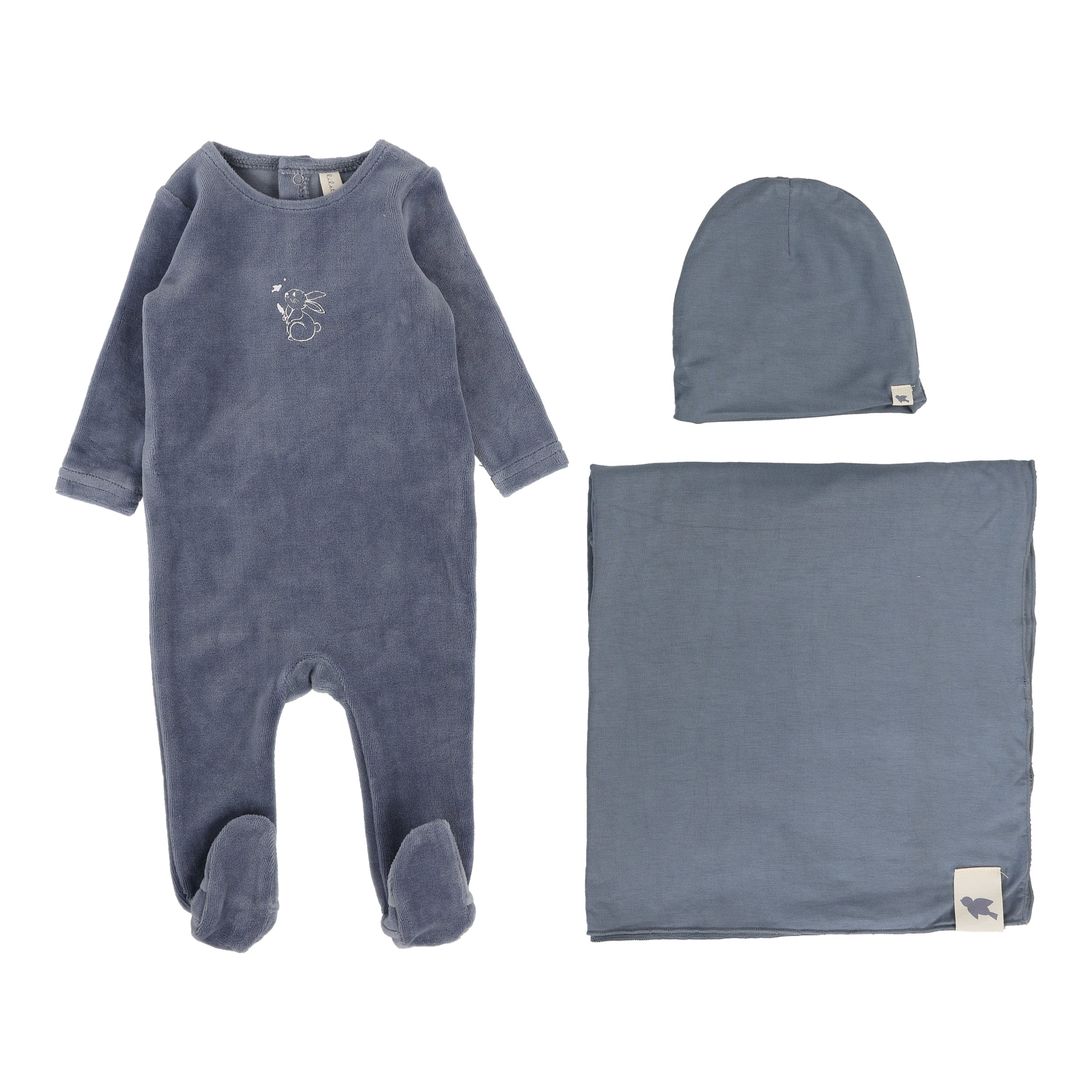 Lilette Velour Forest Graphic Layette Set - Slate