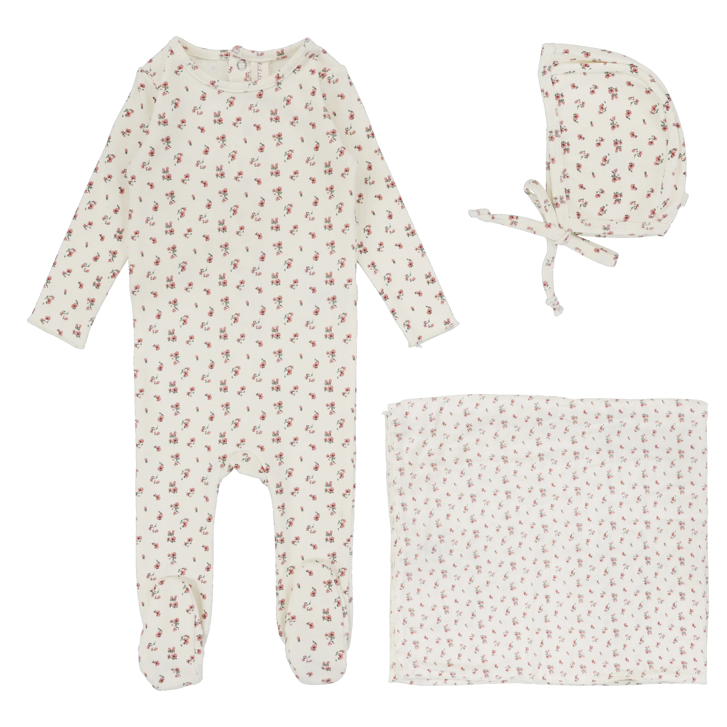 Lilette Vintage Floral 3PC Layette Set - Cream