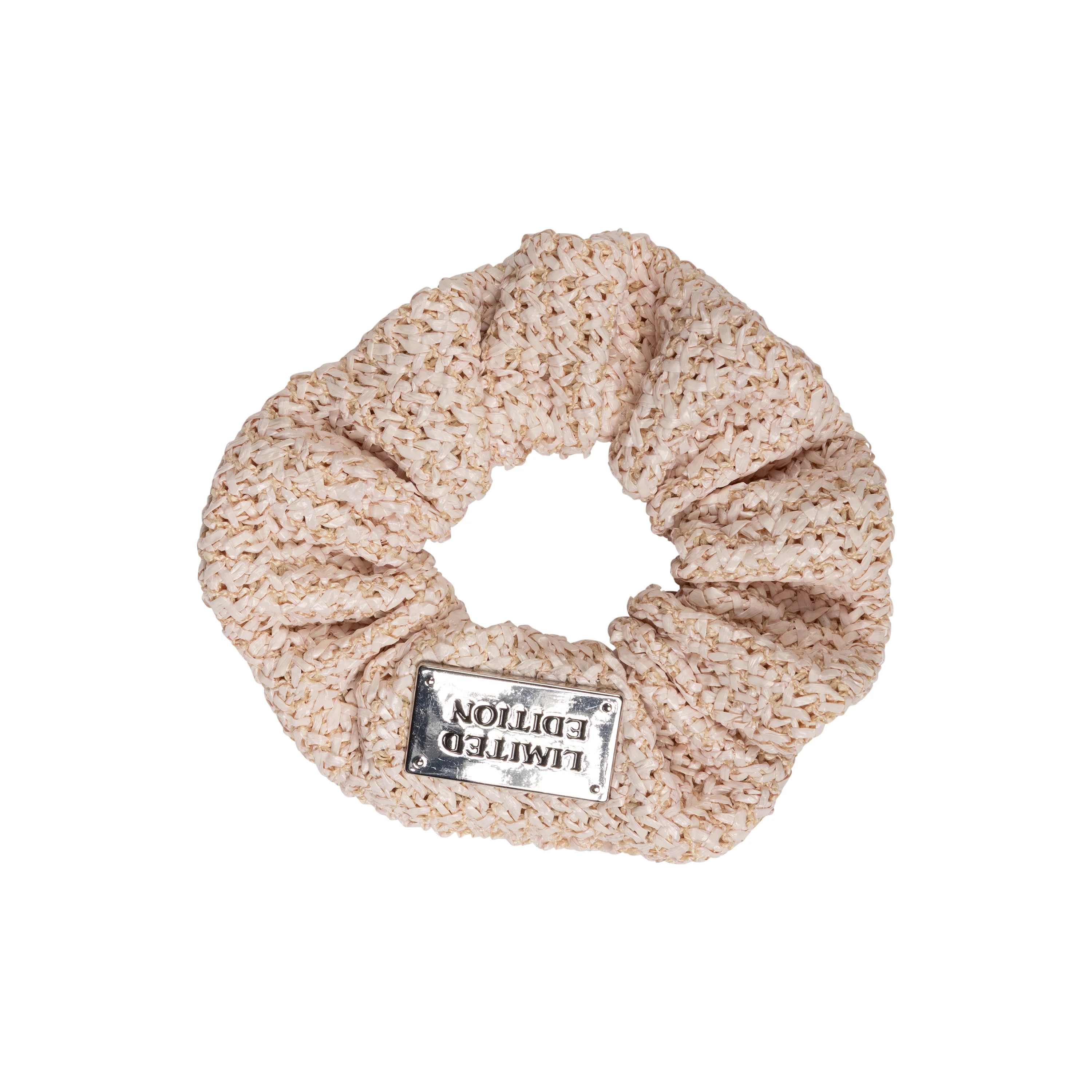 Limited Edition Crochet Raffia Scrunchie - Powder Pink