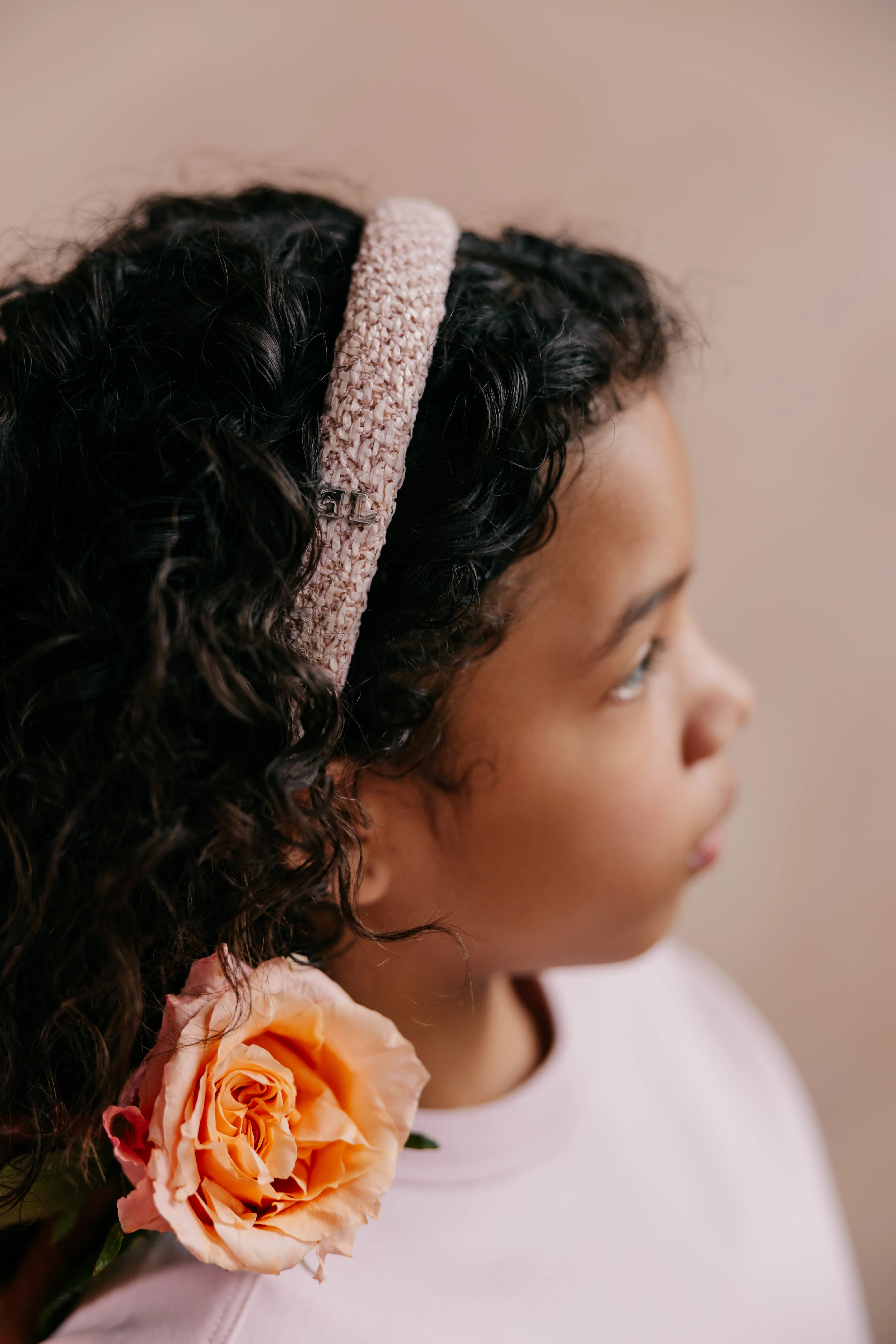Limited Edition Crochet Raffia Thin Headband - Powder Pink - Image 2
