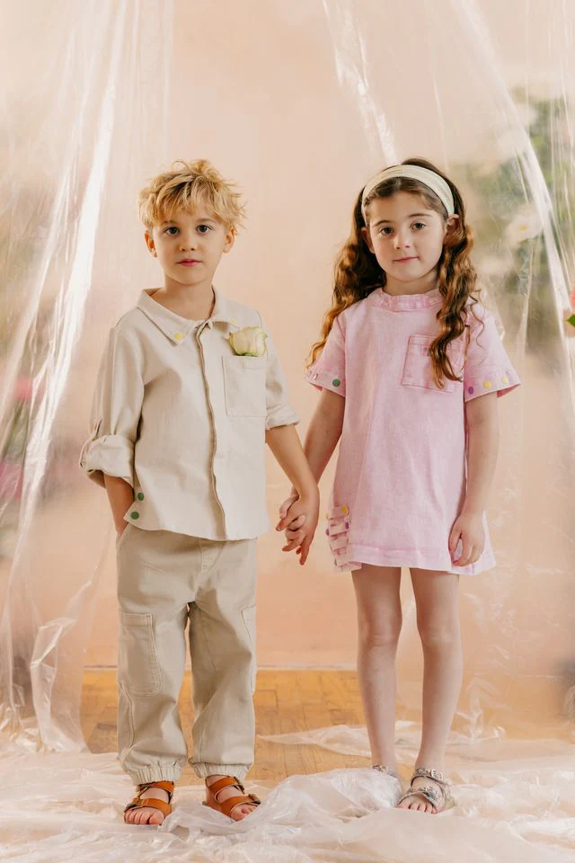 Limited Edition Denim Snap Dress - Pale Pink
