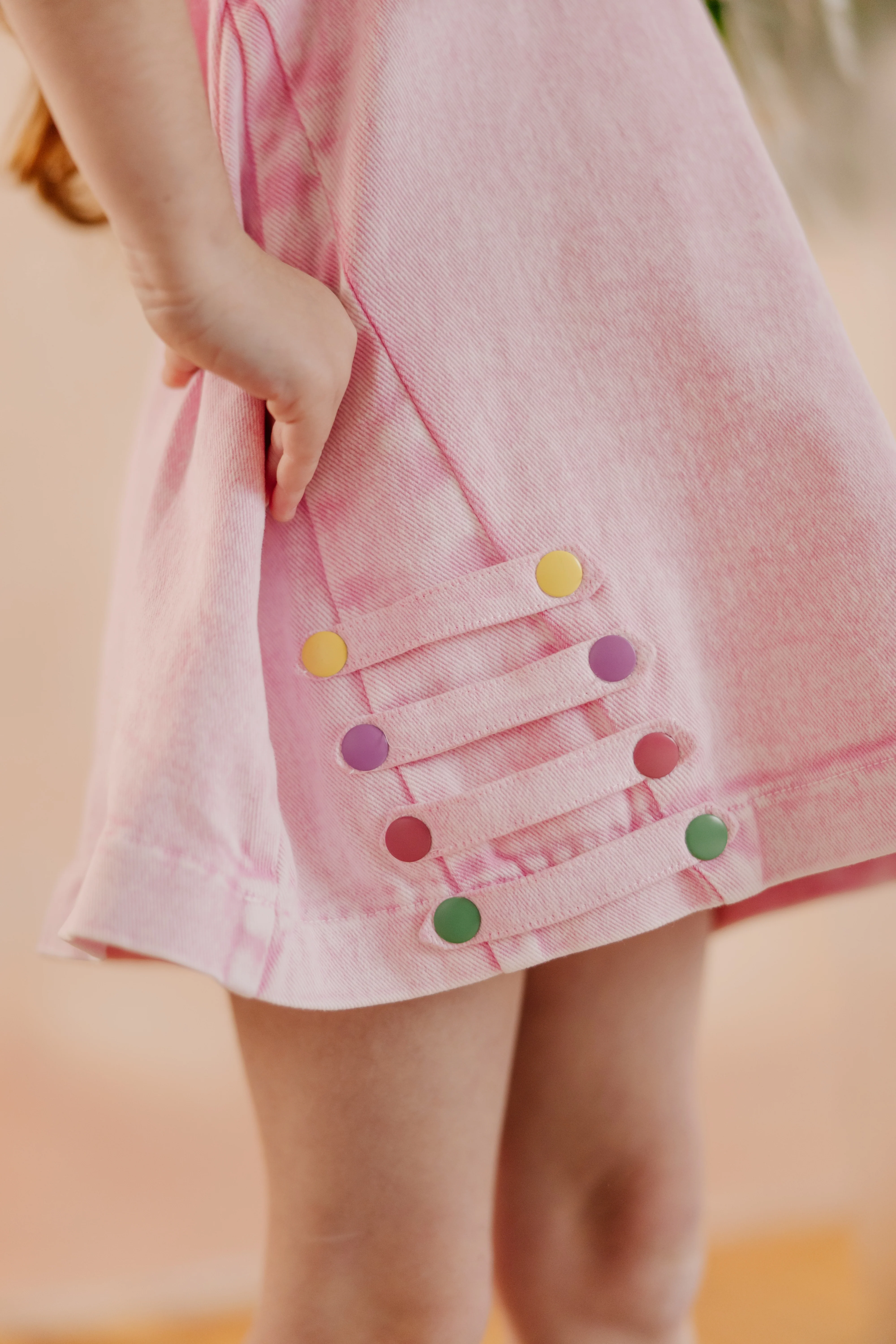 Limited Edition Denim Snap Dress - Pale Pink - Image 3