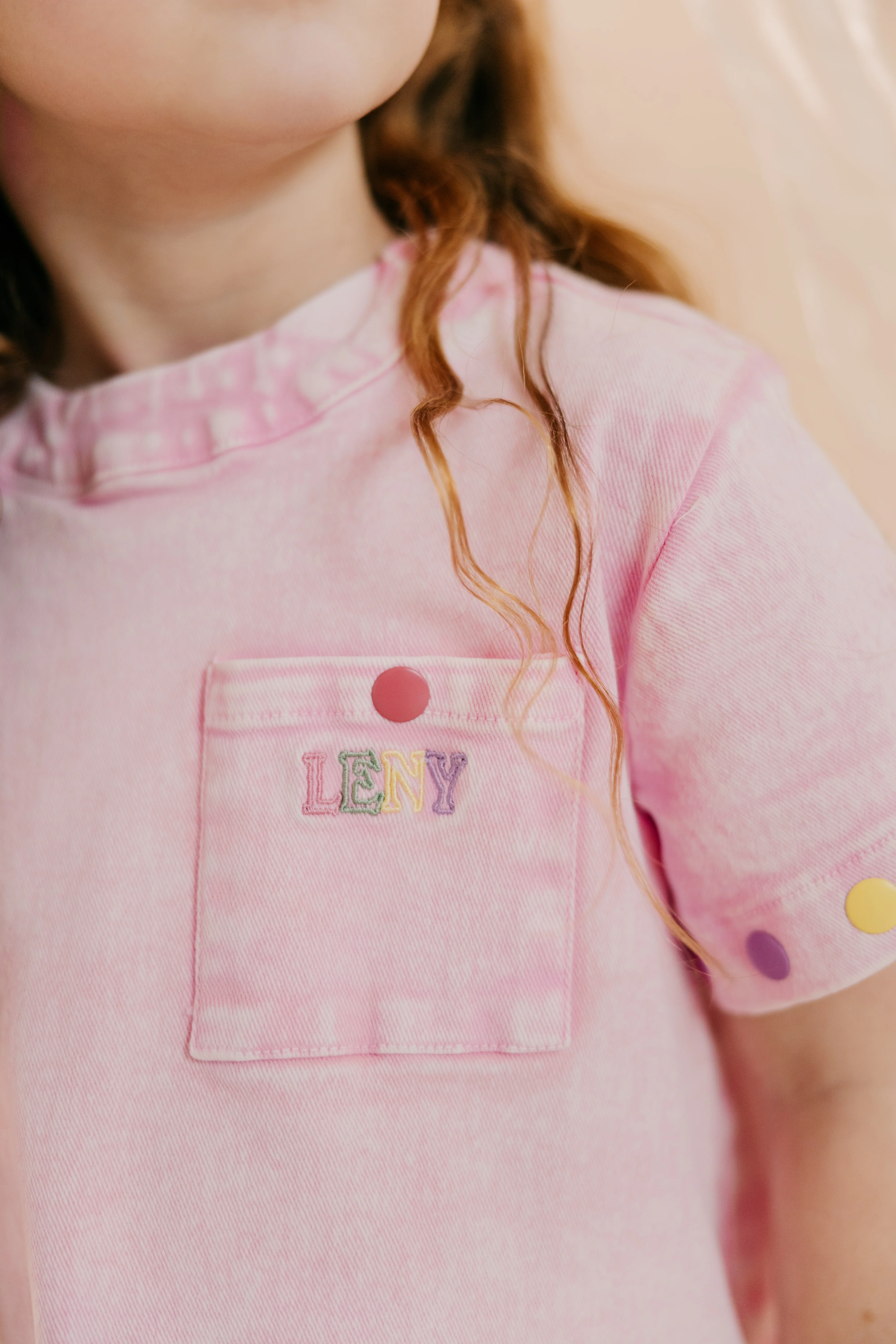 Limited Edition Denim Snap Dress - Pale Pink - Image 4