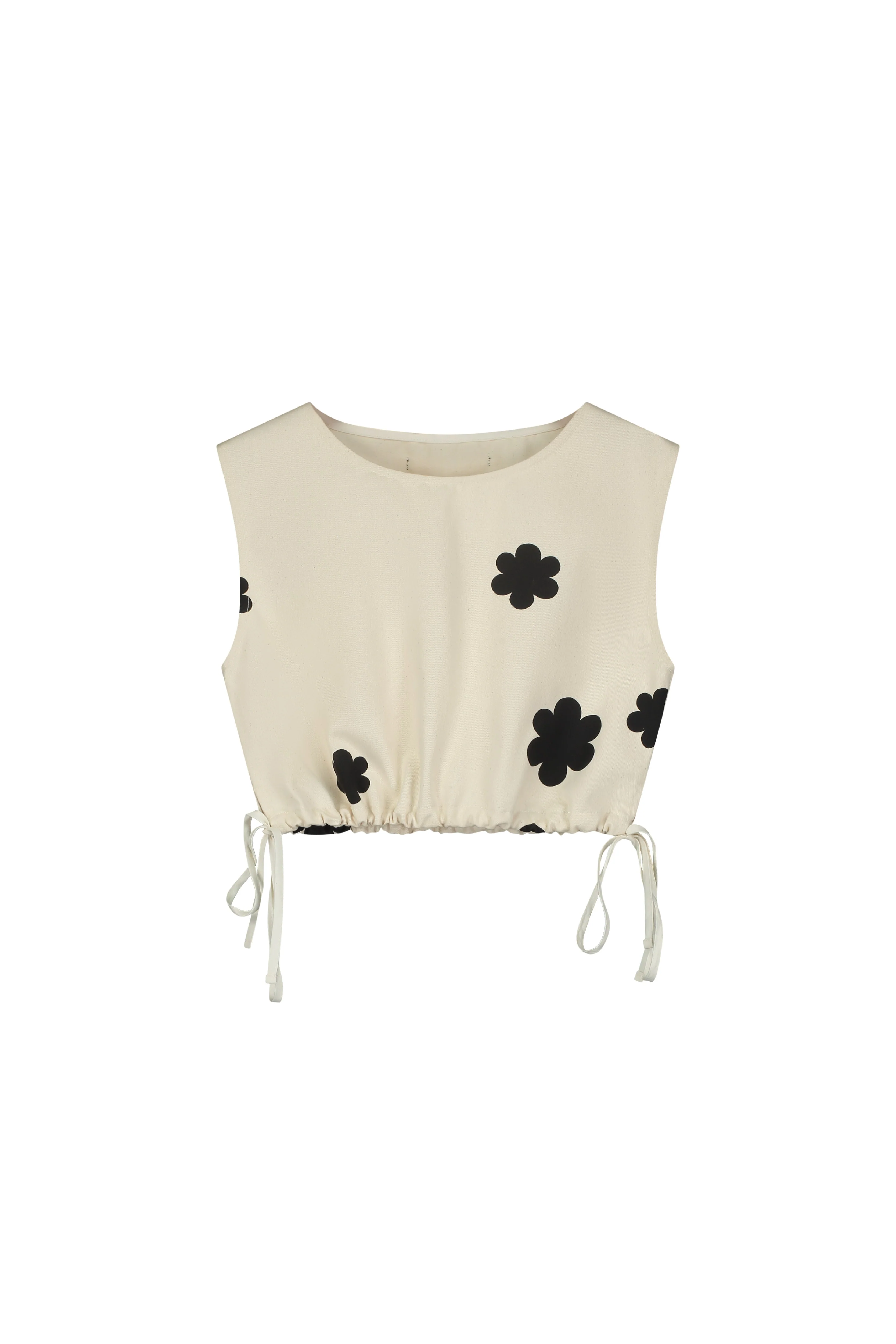Little Creative Factory Black Flower Print Canvas Coral Reef Crop Top