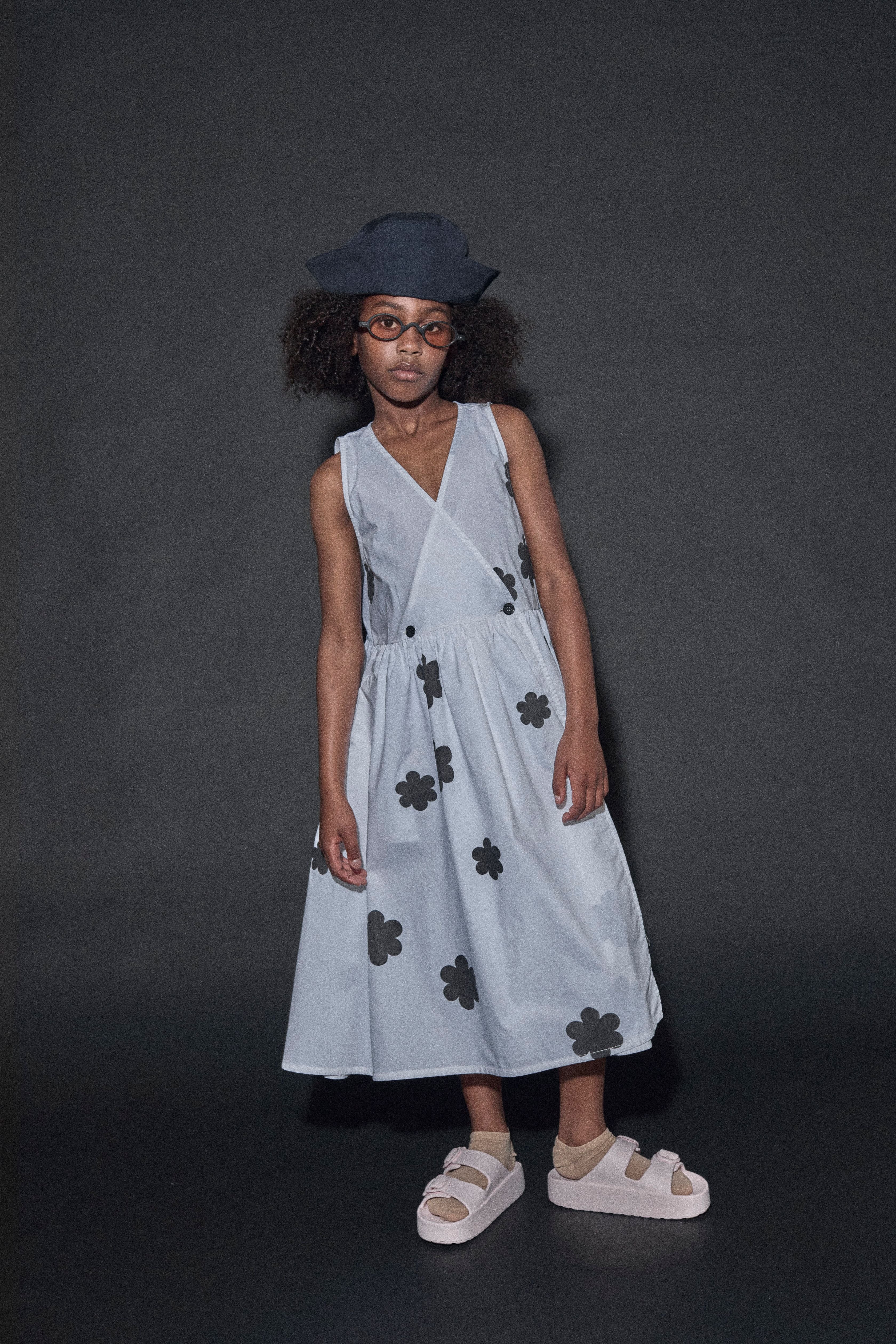 Little Creative Factory Black Flower Print Coral Reef Apron Dress - Image 2