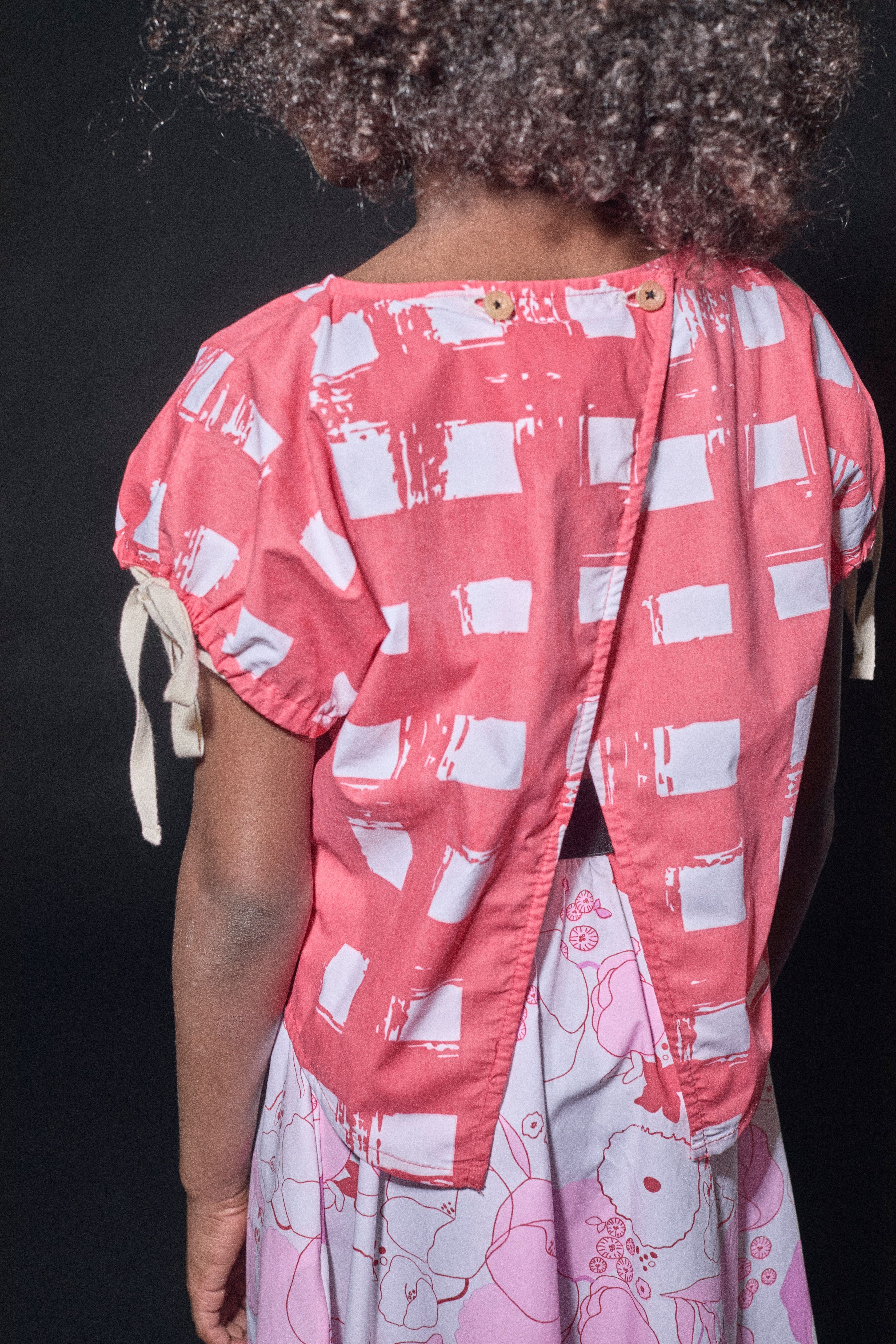 Little Creative Factory Coral Plaid Print Atlantic Top - Image 4