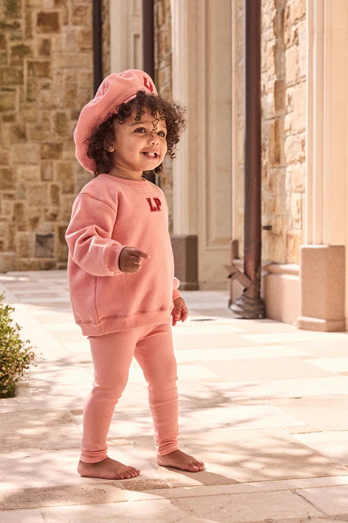 Little Parni Baby Sweatshirt & Leggings - Pink (K581) - Image 2