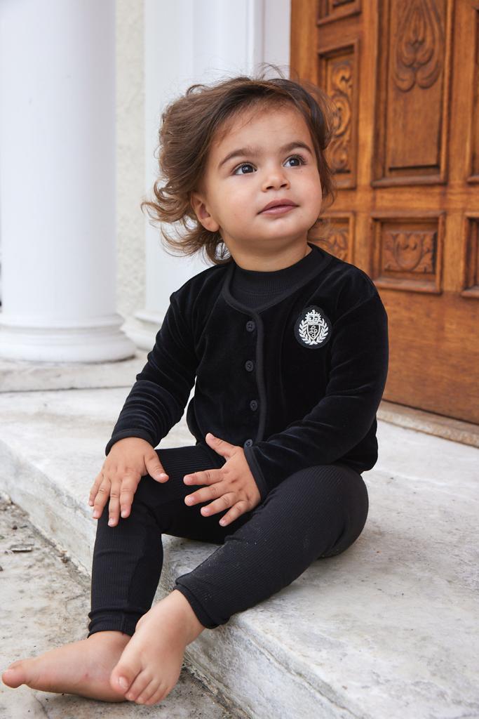 Little Parni Black Baby Cardigan Set W. Beanie - Image 3