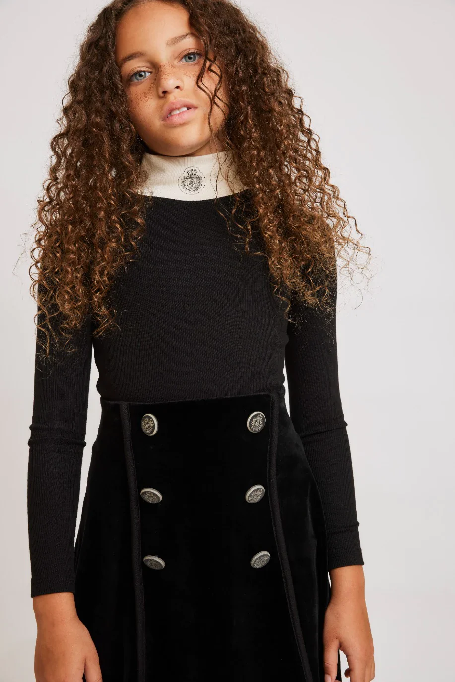 Little Parni Black L/S Mockneck Shirt W/Logo - Image 2