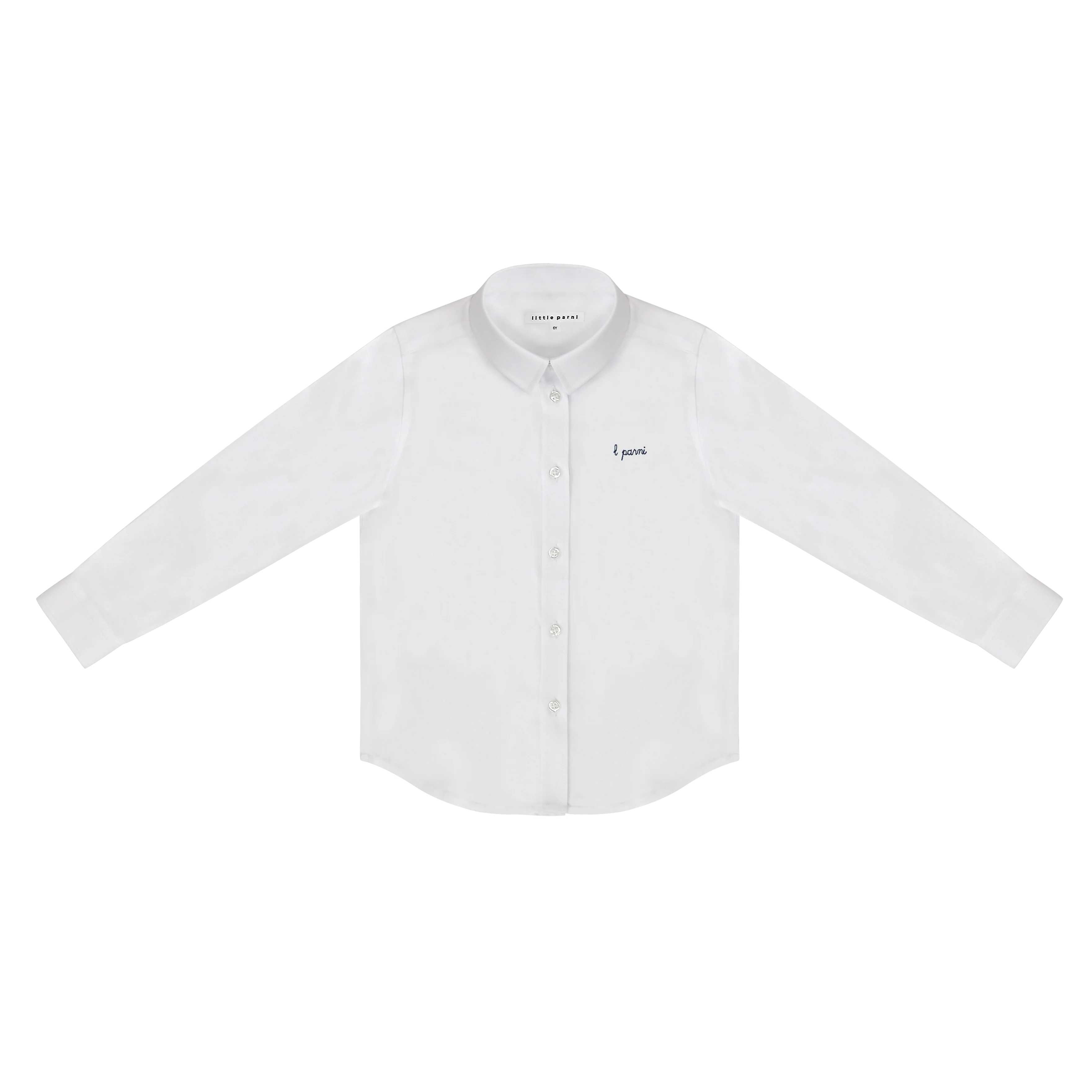 Little Parni Boys Long Sleeve White Shirt (K668) - White/Navy