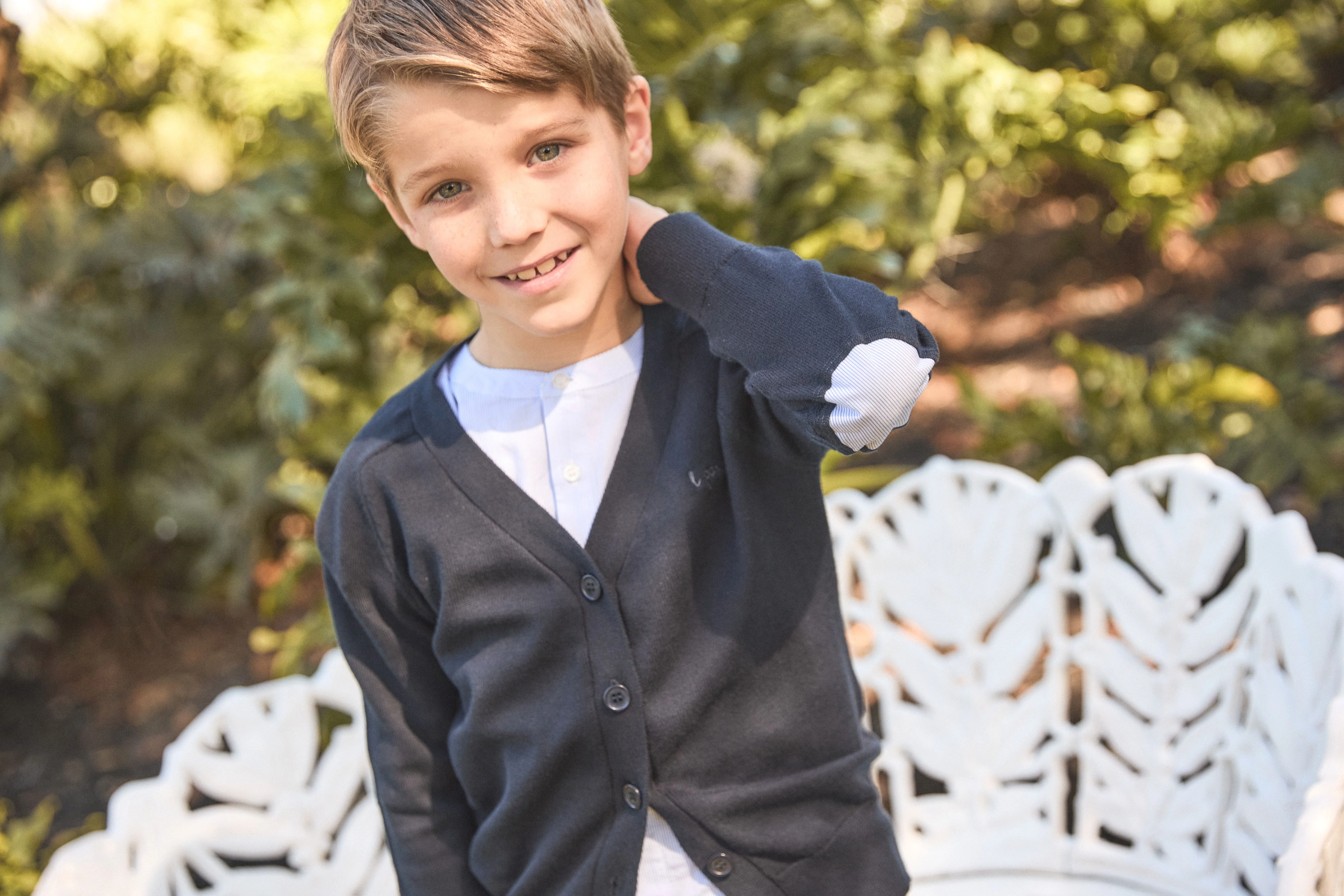 Little Parni Boys Patch Cardigan (K654) - Navy Blue - Image 2