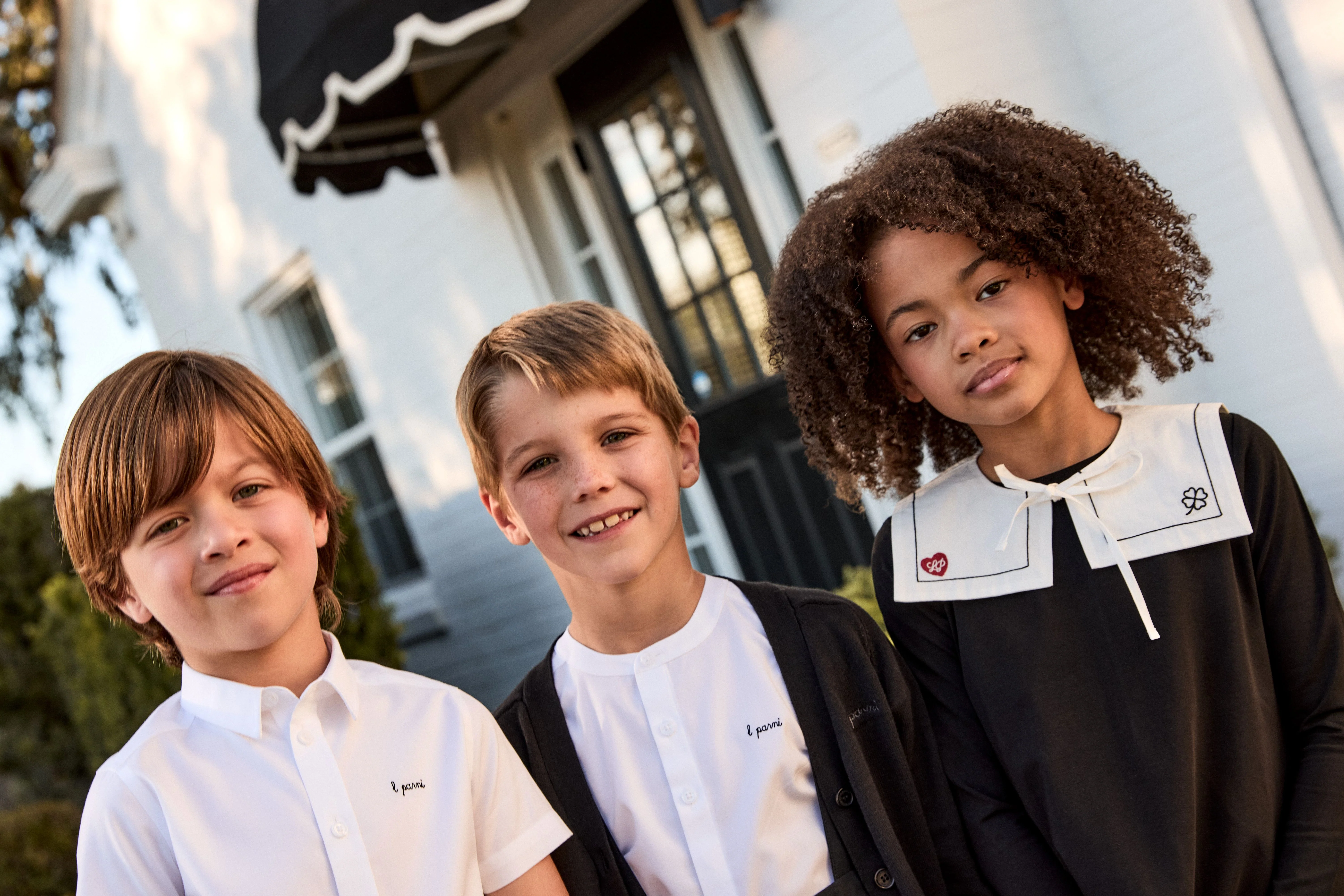 Little Parni Boys Short Sleeve White Shirt (K652) - White/Black - Image 2