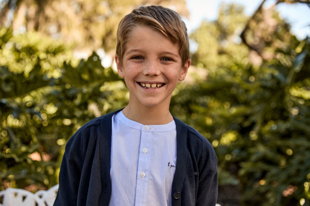 Little Parni Boys Striped Shirt (K651) - Navy Blue - Image 2