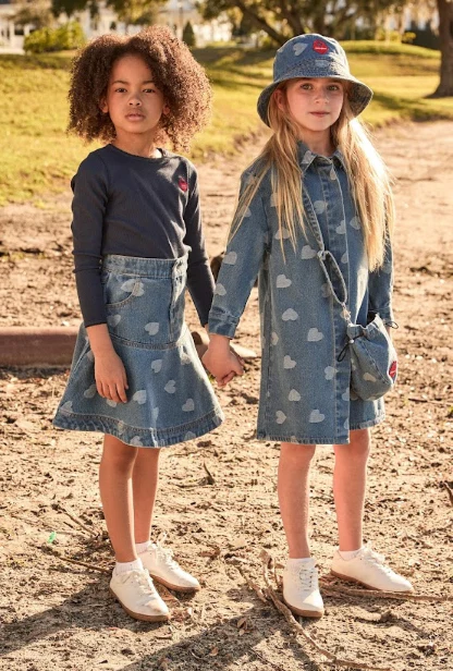Little Parni Denim Heart Skirt (K599) - Image 2