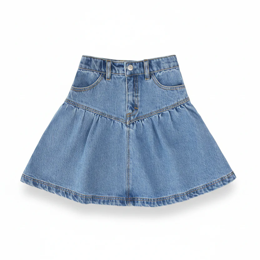 Little Parni Denim Short Skirt (K606) - Blue Denim