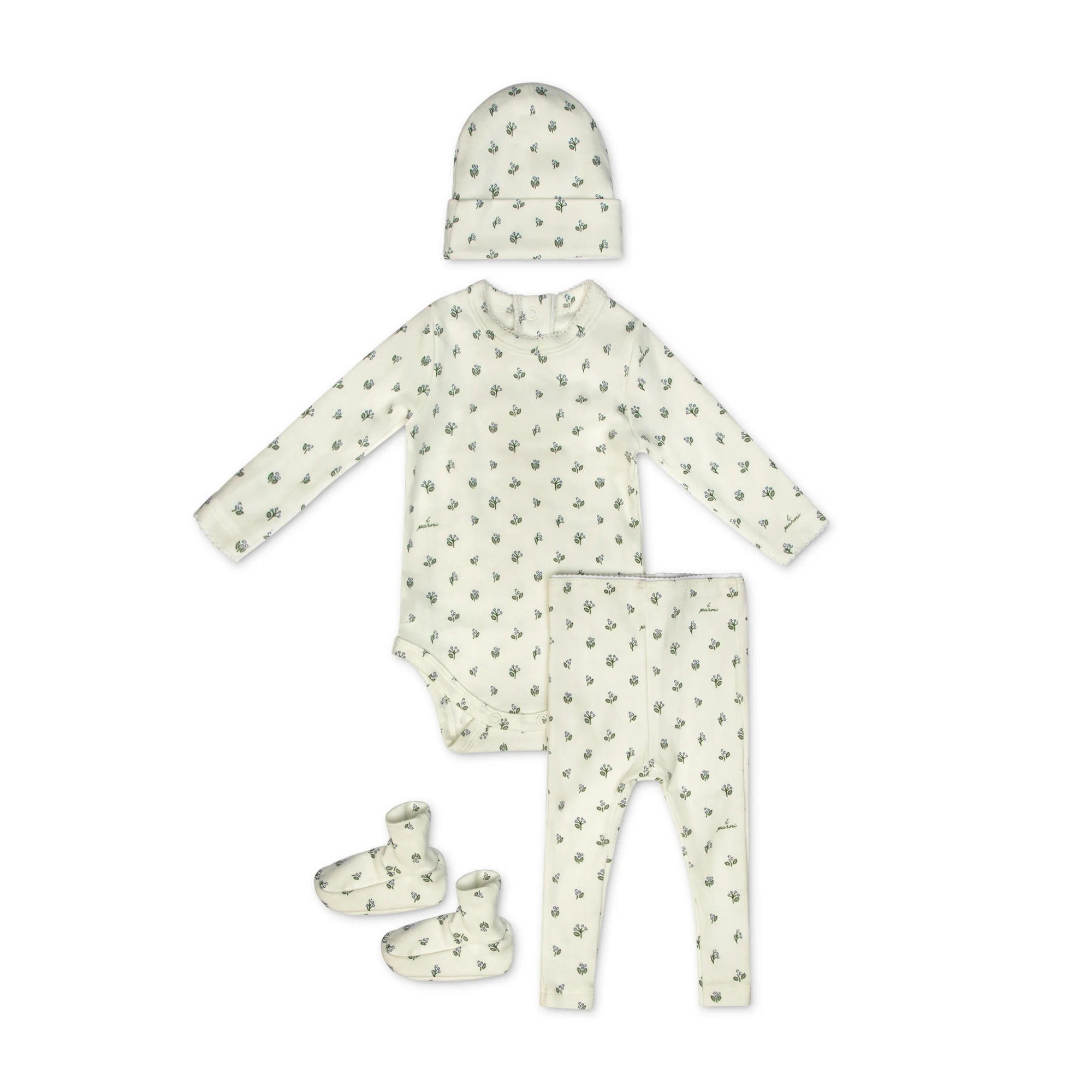 Little Parni Floral Two Piece Set And Beanie (K664) - Light Blue