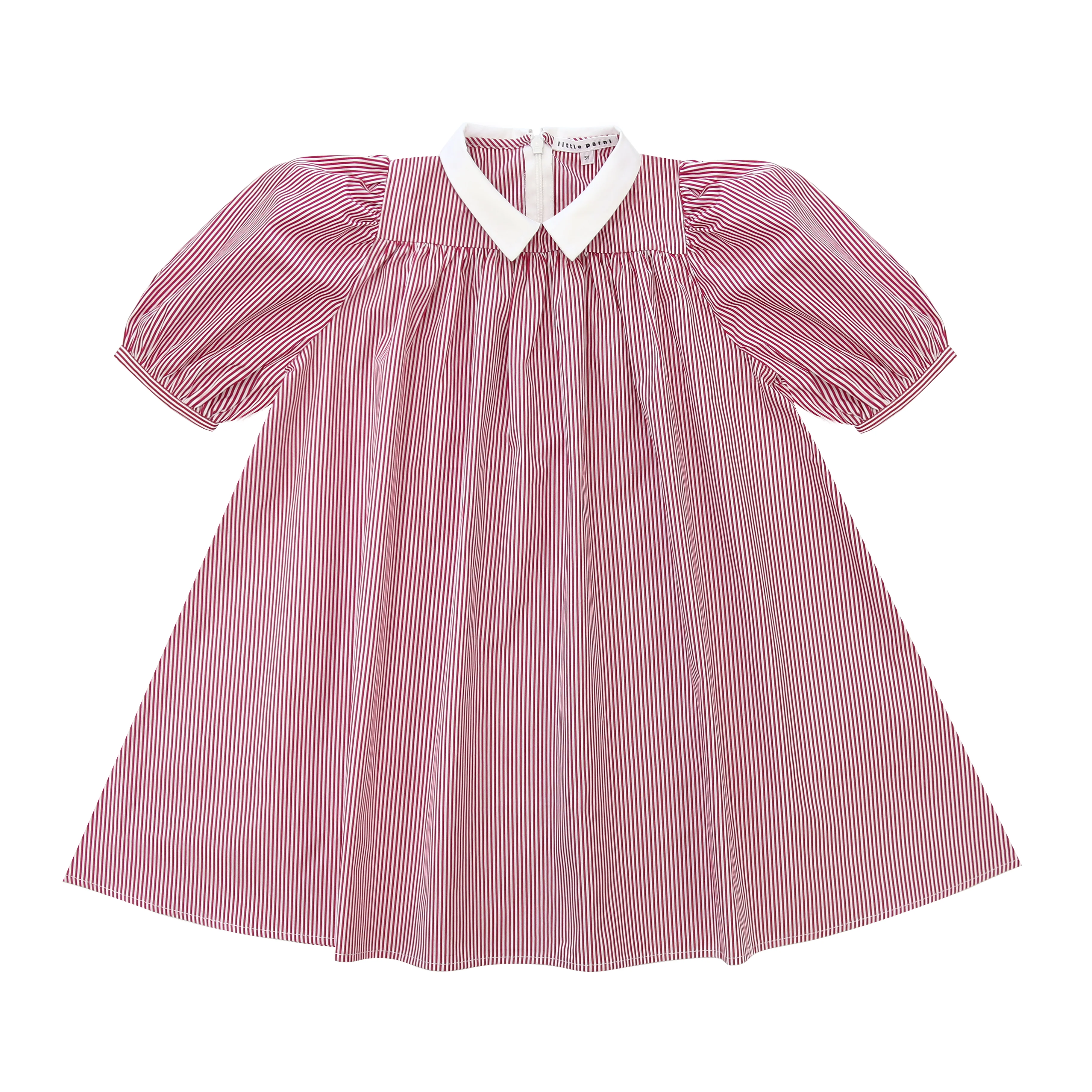 Little Parni K401 Girls Striped Dress - Pink/White - Image 2