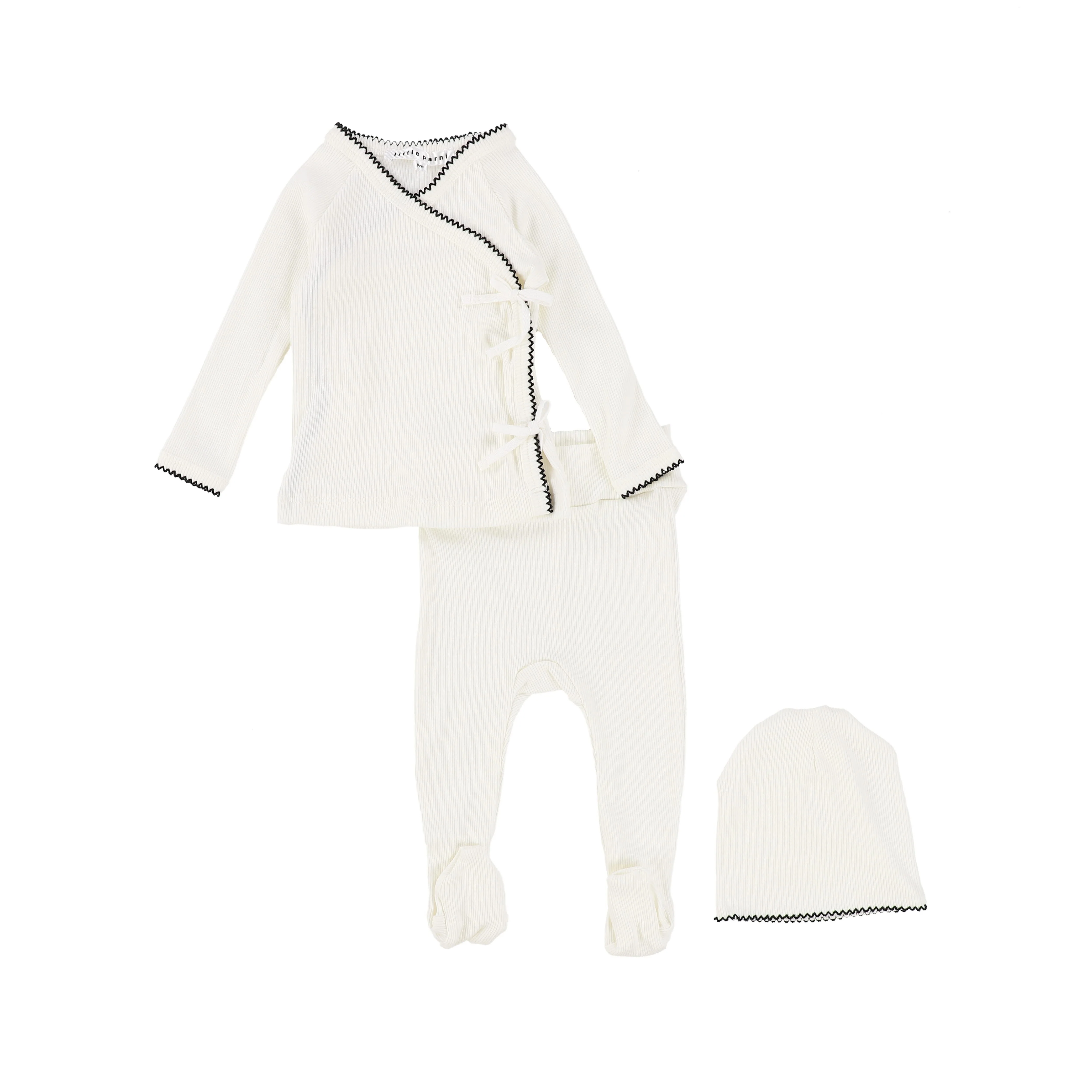 Little Parni Ivory Ribbed 3PC Baby Set