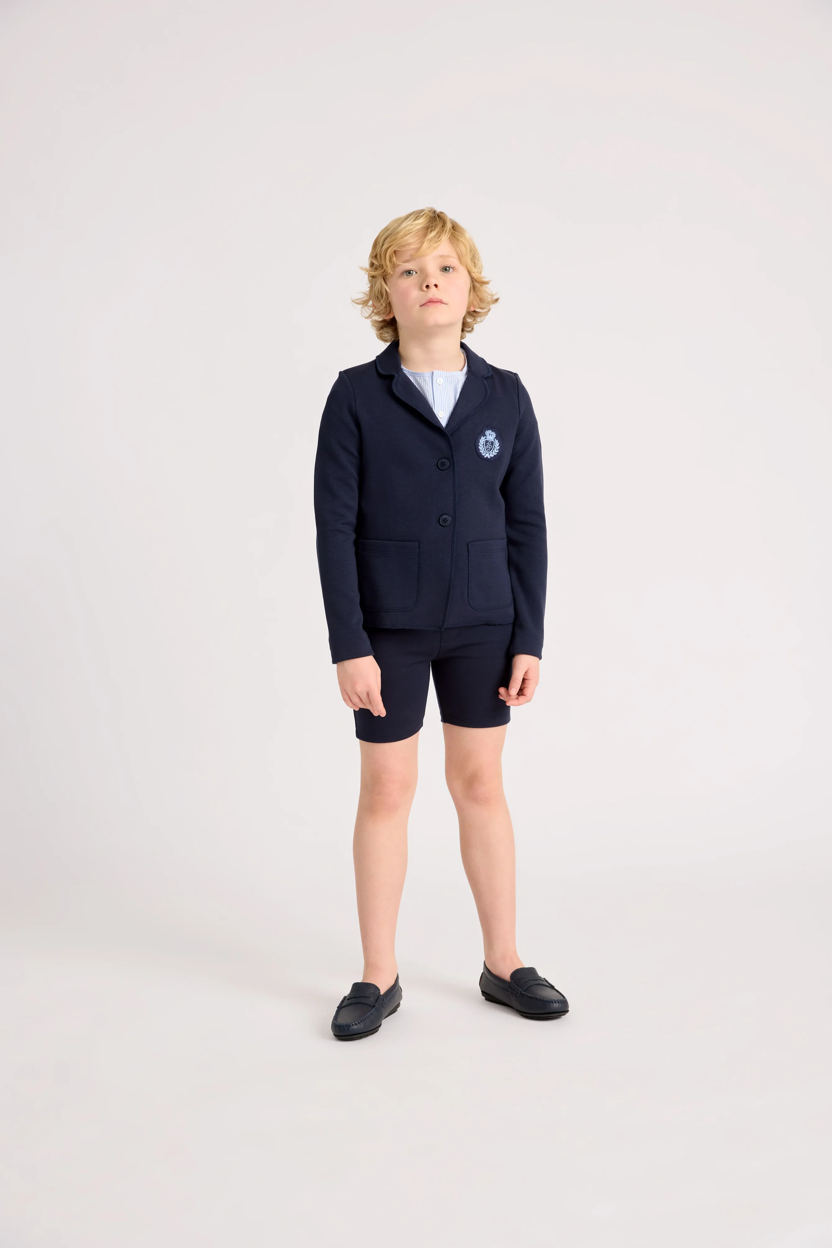 Little Parni K409 Milano Blazer with Color Badge - Navy