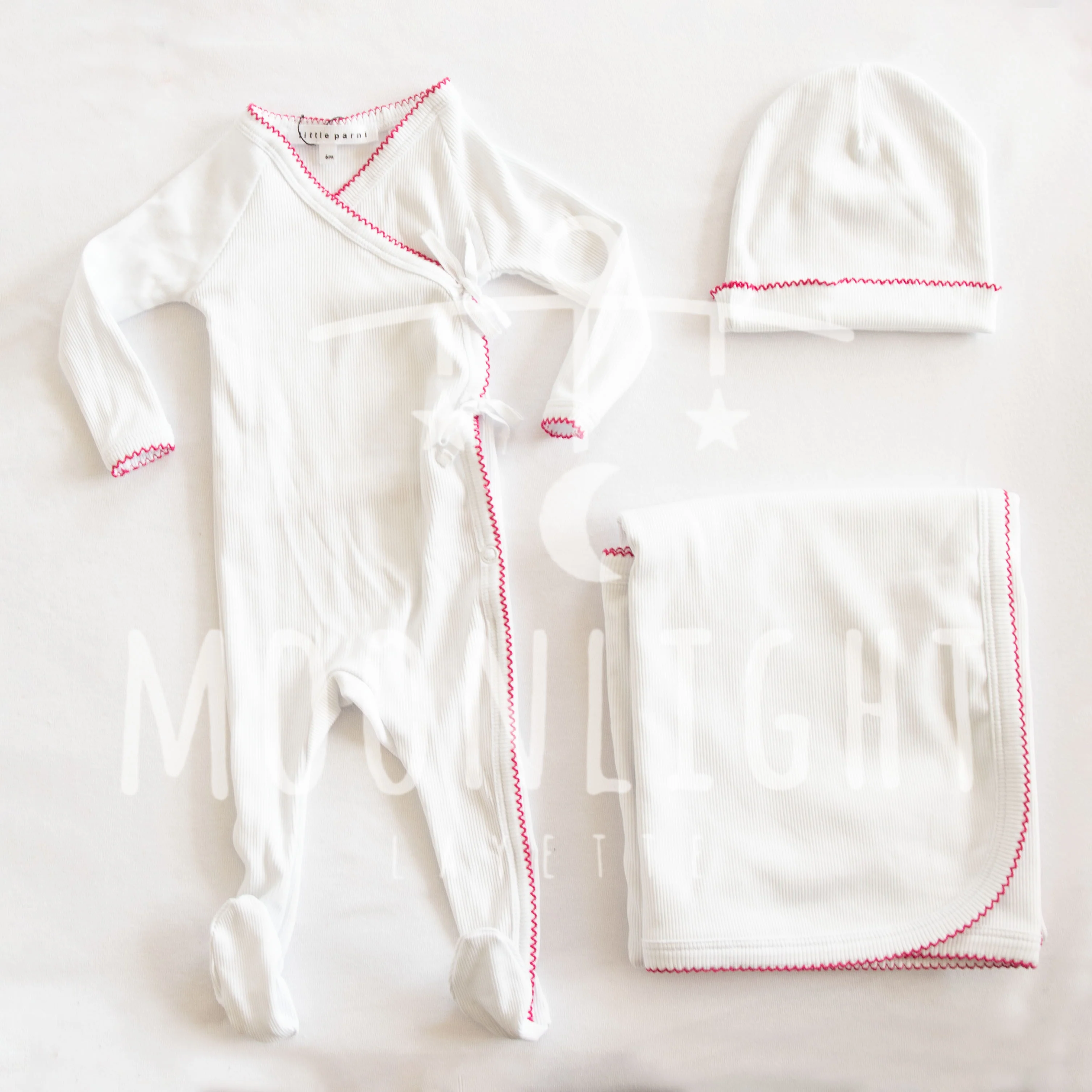 Little Parni K434 Baby Pico 3PC Set - White / Pink