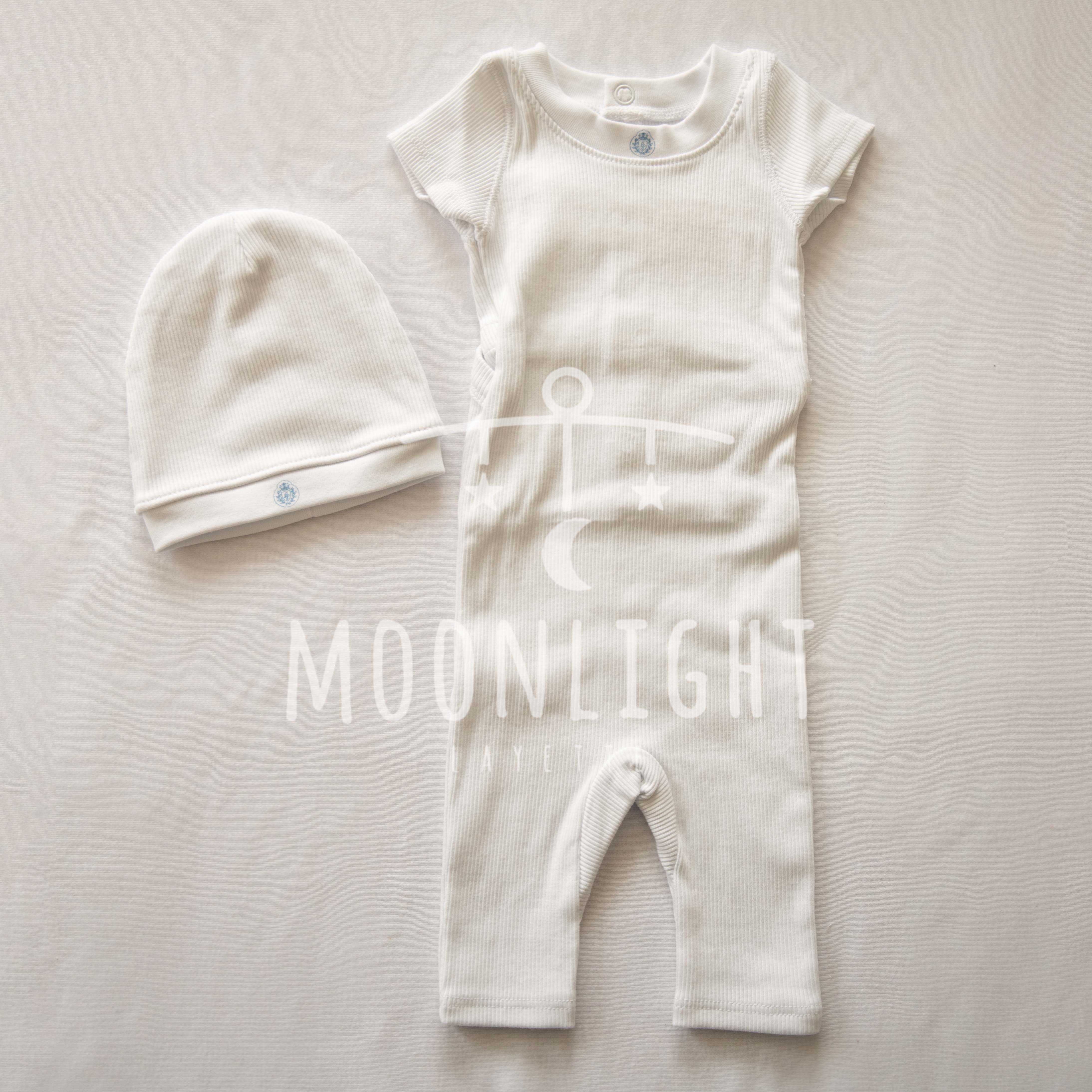 Little Parni K435 Baby Logo Romper - White / Blue