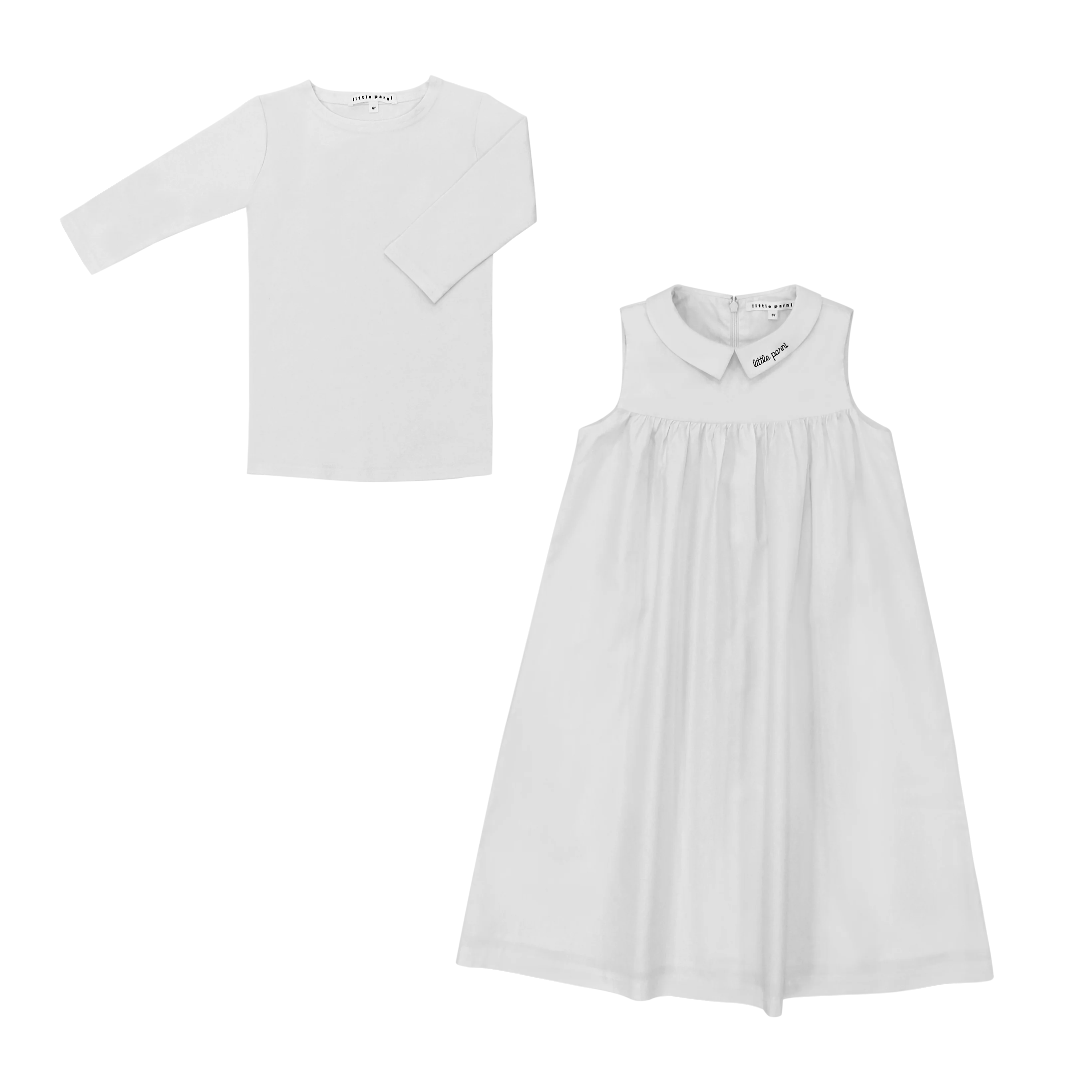 Little Parni Logo Collar Jumper MIDI + Tshirt K516 - White