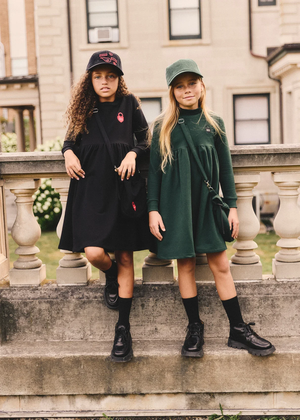 Little Parni Long sleeve French Terry Dress K476 - Green - Image 2