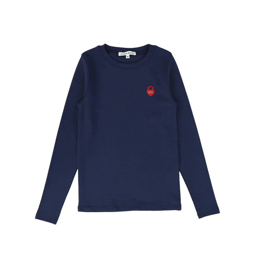 Little Parni Long Sleeve Heart Logo Tshirt K500 - Blue - Image 2