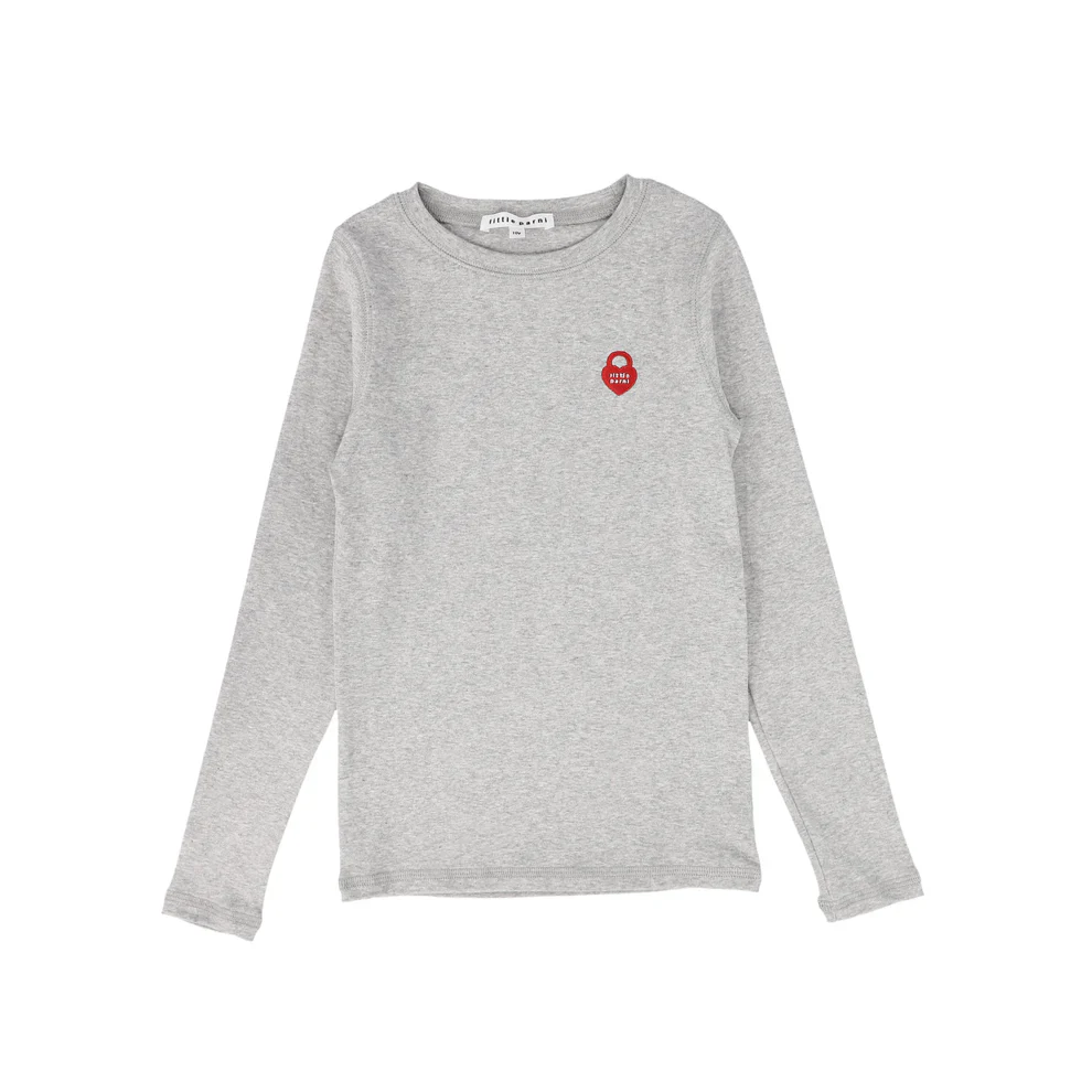 Little Parni Long Sleeve Heart Logo Tshirt K500 - Grey