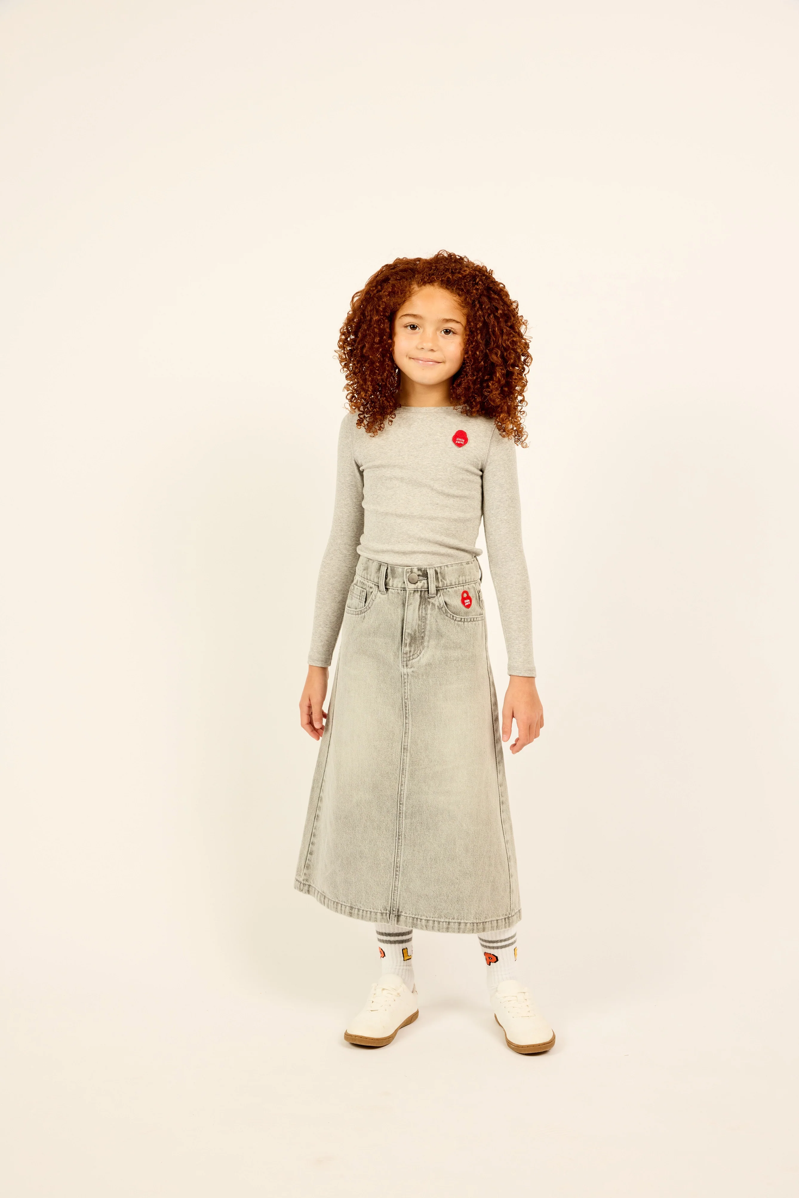 Little Parni Long Sleeve Heart Logo Tshirt K500 - Grey - Image 2